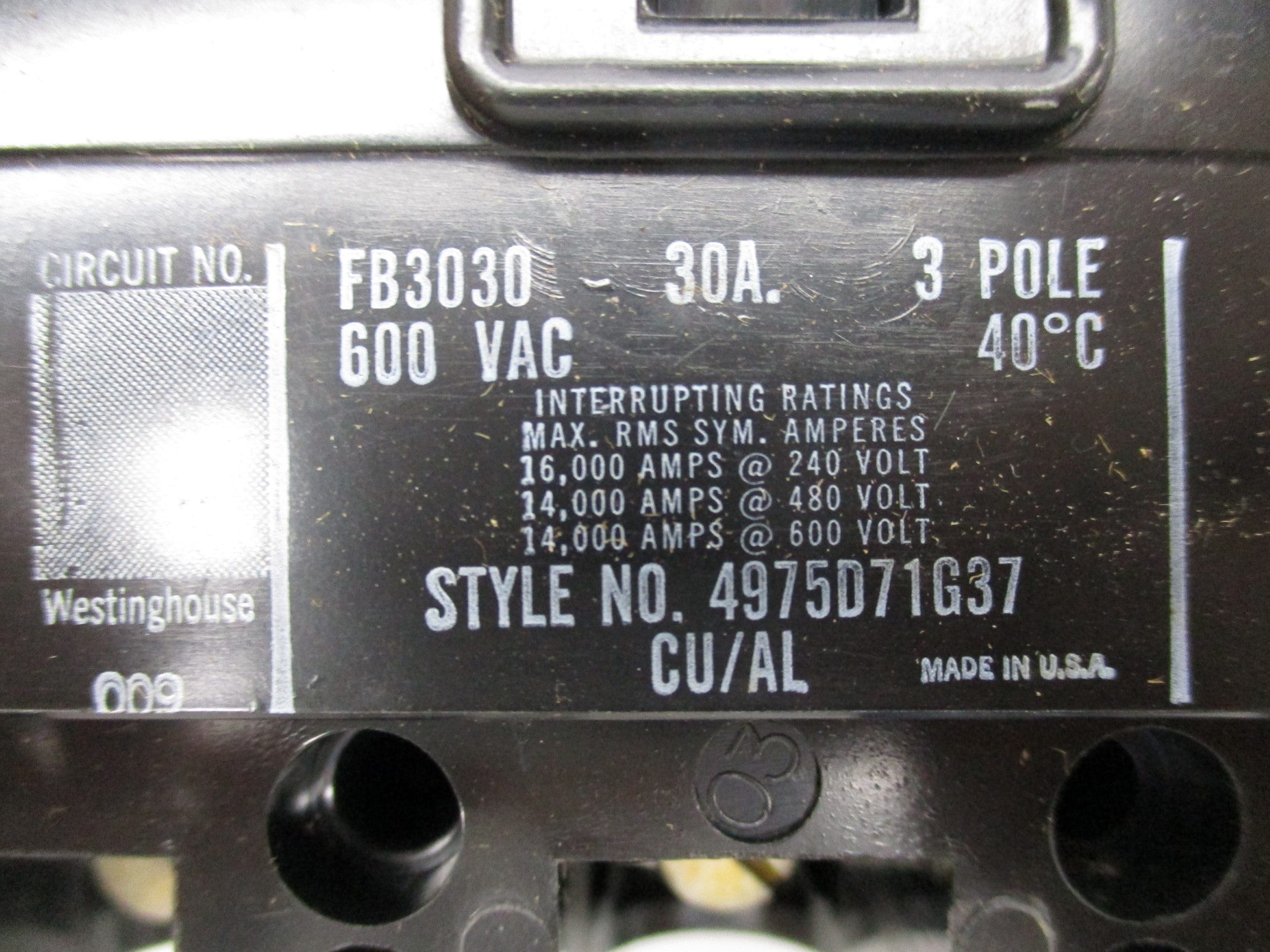 WESTINGHOUSE FB3030 30A 600V NSMP