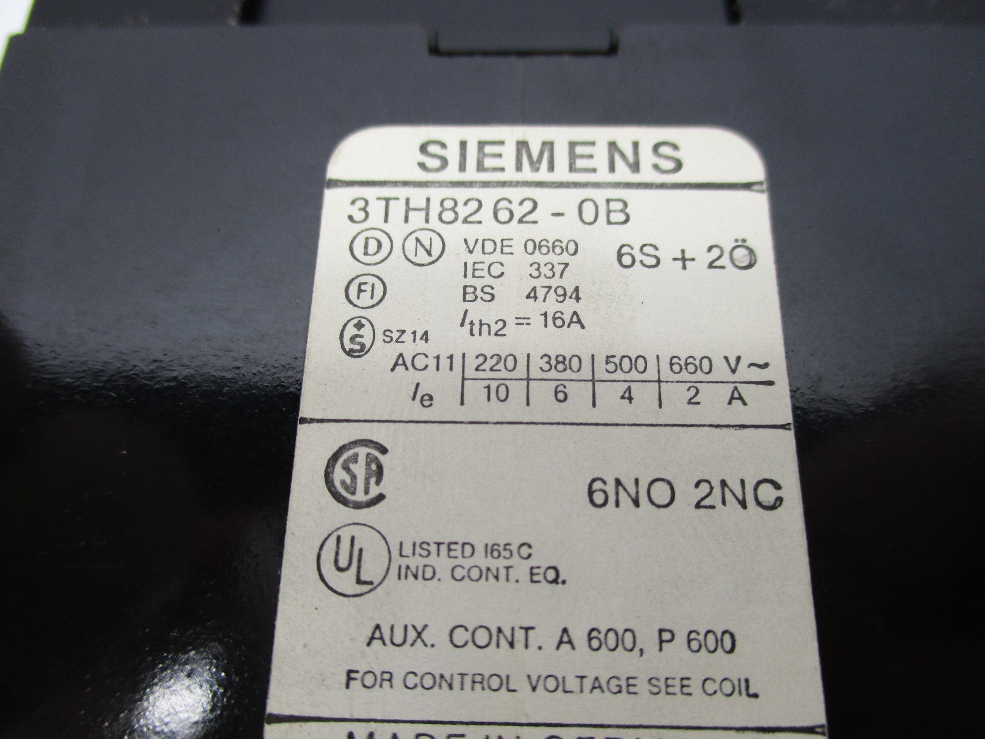 SIEMENS 3TH8262-0B 24VDC 16A NSNP