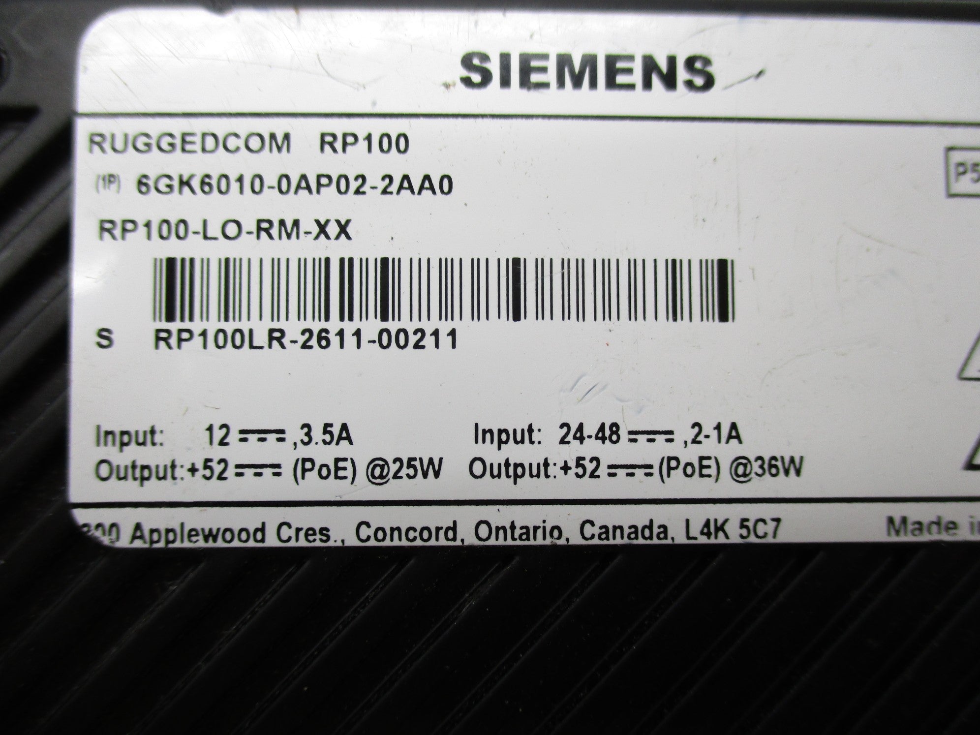 SIEMENS 6GK6010-0AP02-2AA0 RP100-LO-RM-XX NSNP