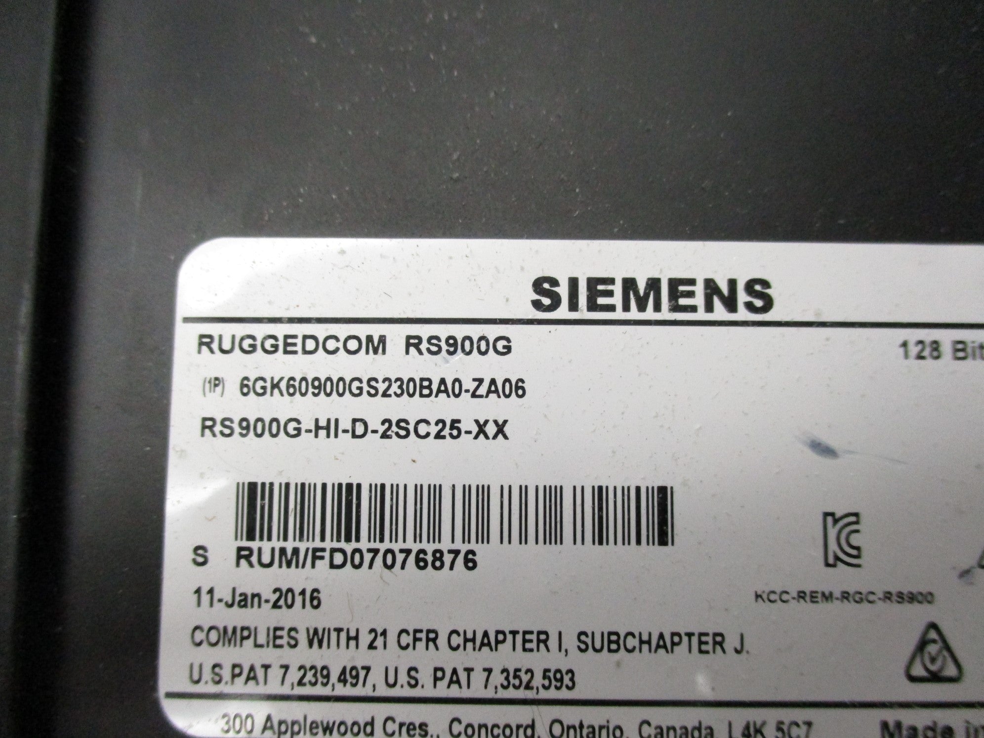 SIEMENS 6GK60900GS230BA0-ZA06 RS900G-HI-D-2SC25-XX NSNP