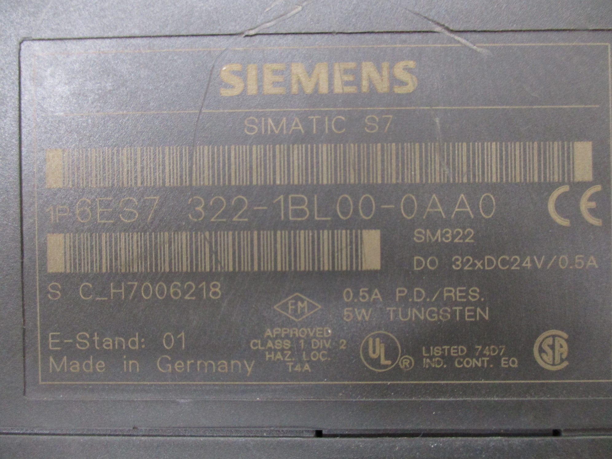 SIEMENS 6ES7322-1BL00-0AA0 24VDC 0.5A UNMP