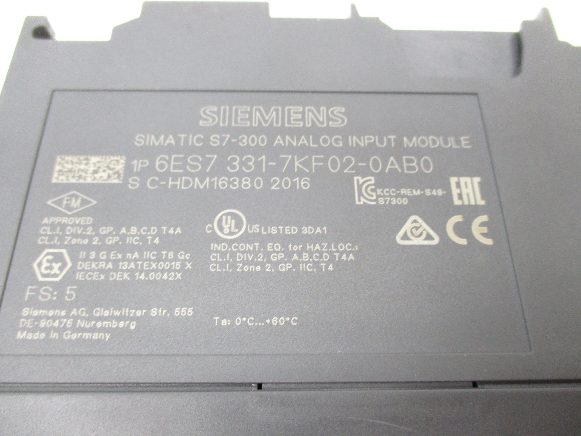SIEMENS 6ES7331-7KF02-0AB0 (AS PICTURED) UNMP