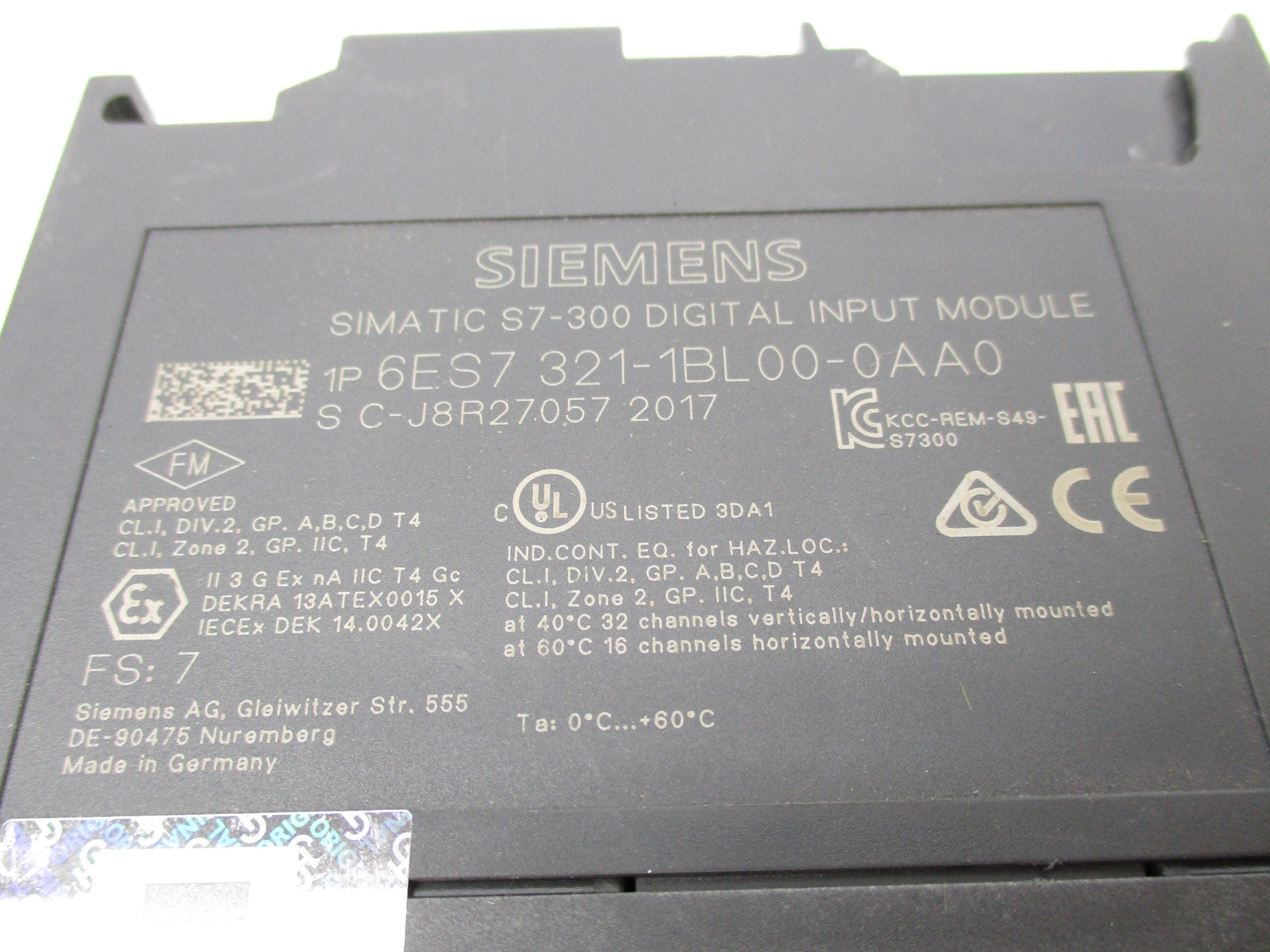 SIEMENS 6ES7321-1BL00-0AA0 24VDC (AS PICTURED) UNMP