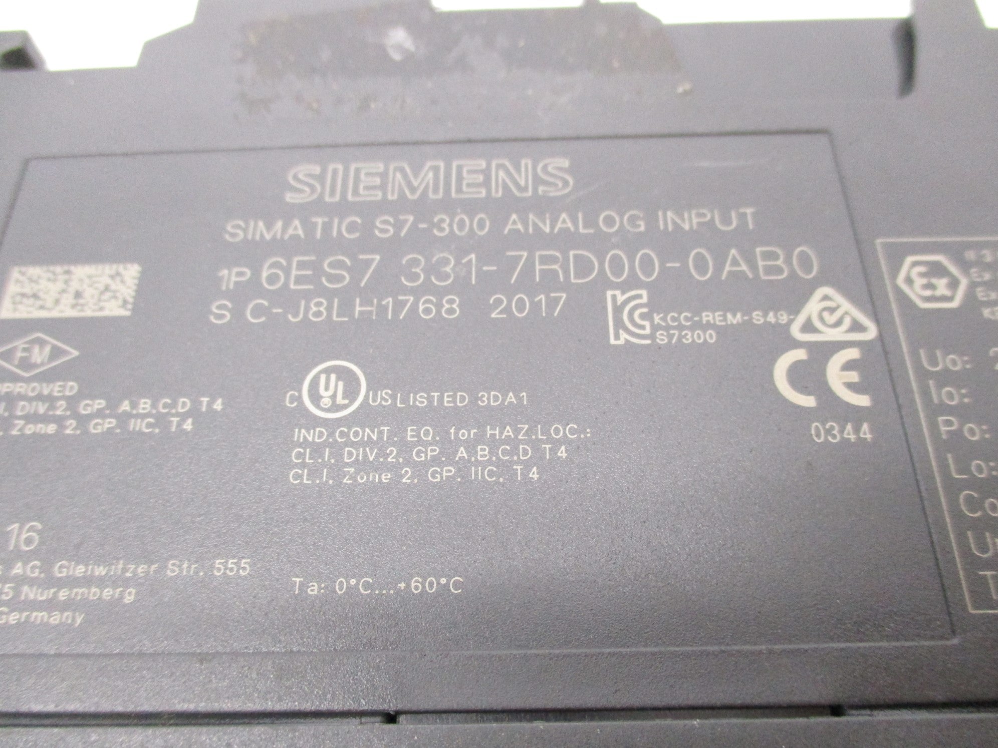 SIEMENS 6ES7331-7RD00-0AB0 (AS PICTURED) UNMP