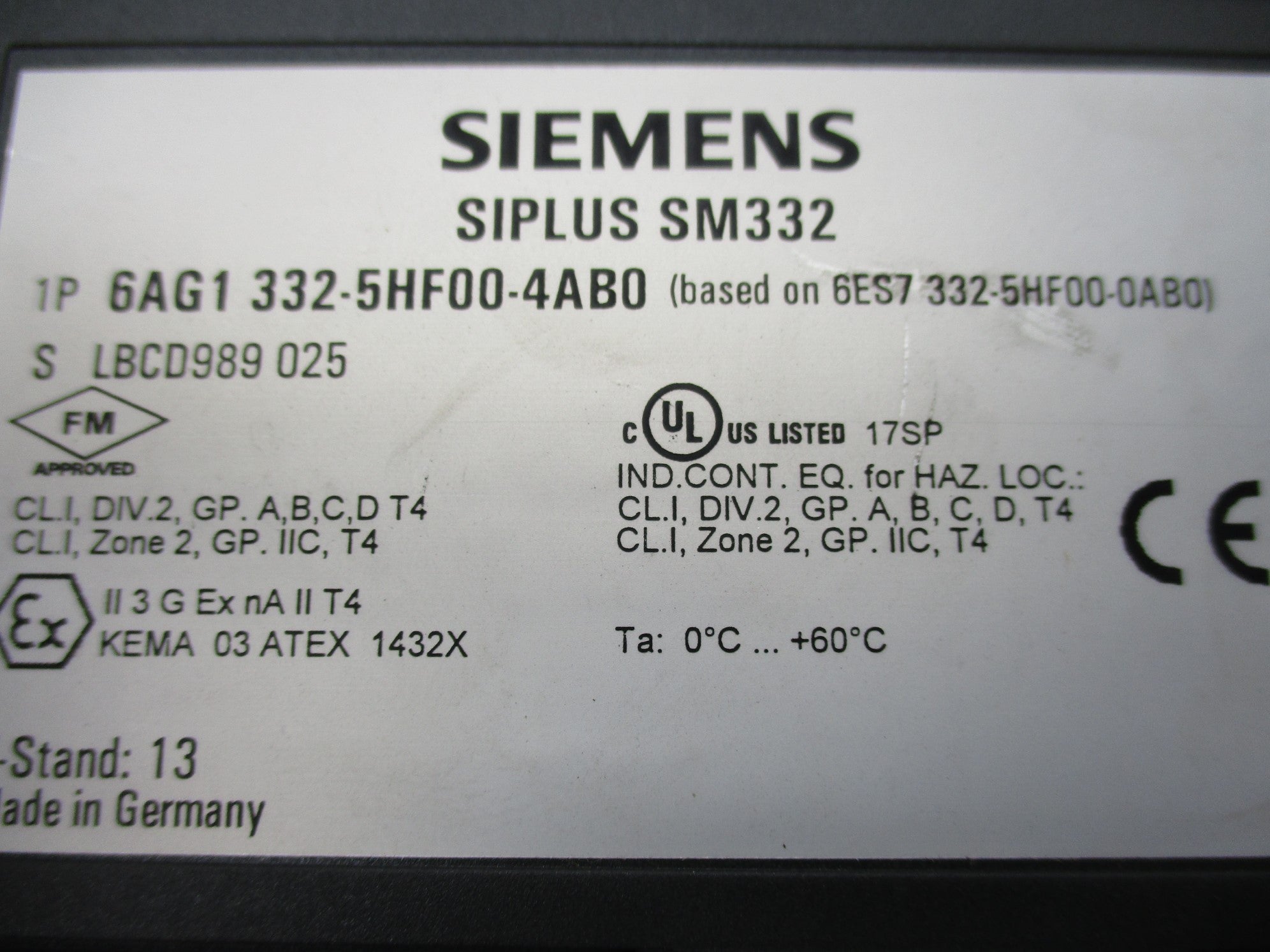 SIEMENS 6AG1332-5HF00-4AB0 (AS PICTURED) UNMP