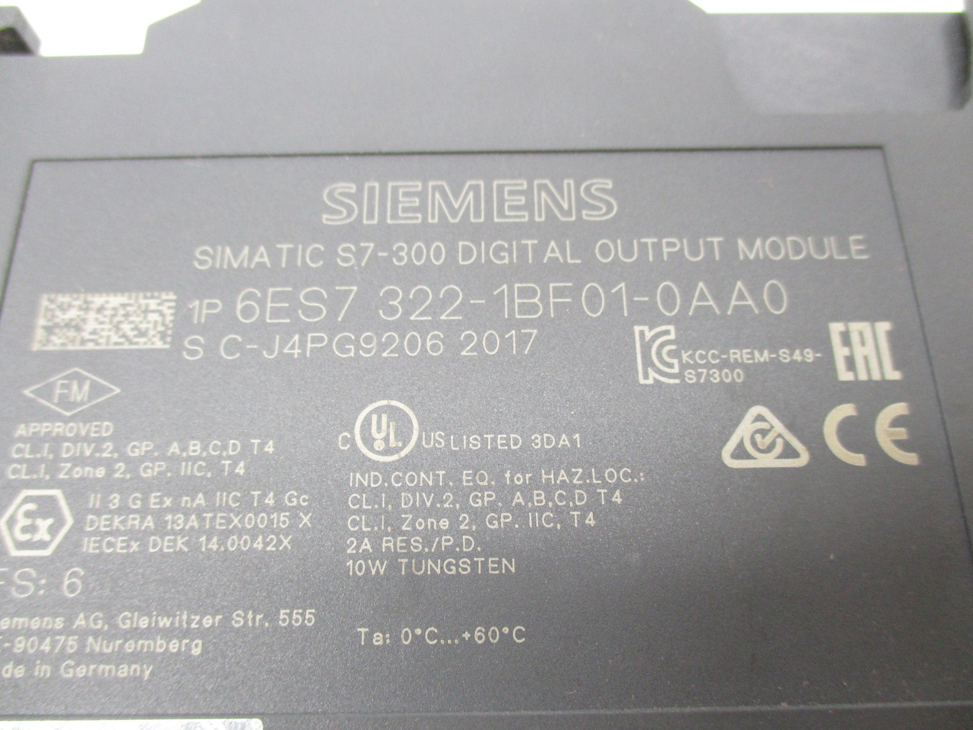 SIEMENS 6ES7322-1BF01-0AA0 (AS PICTURED) UNMP