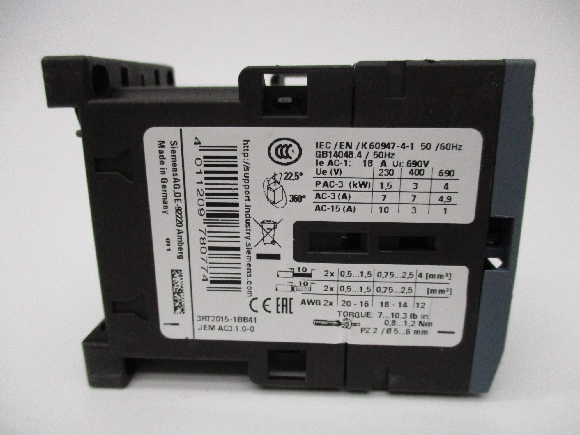 SIEMENS 3RT2015-1BB41 (AS PICTURED) 24V UNMP