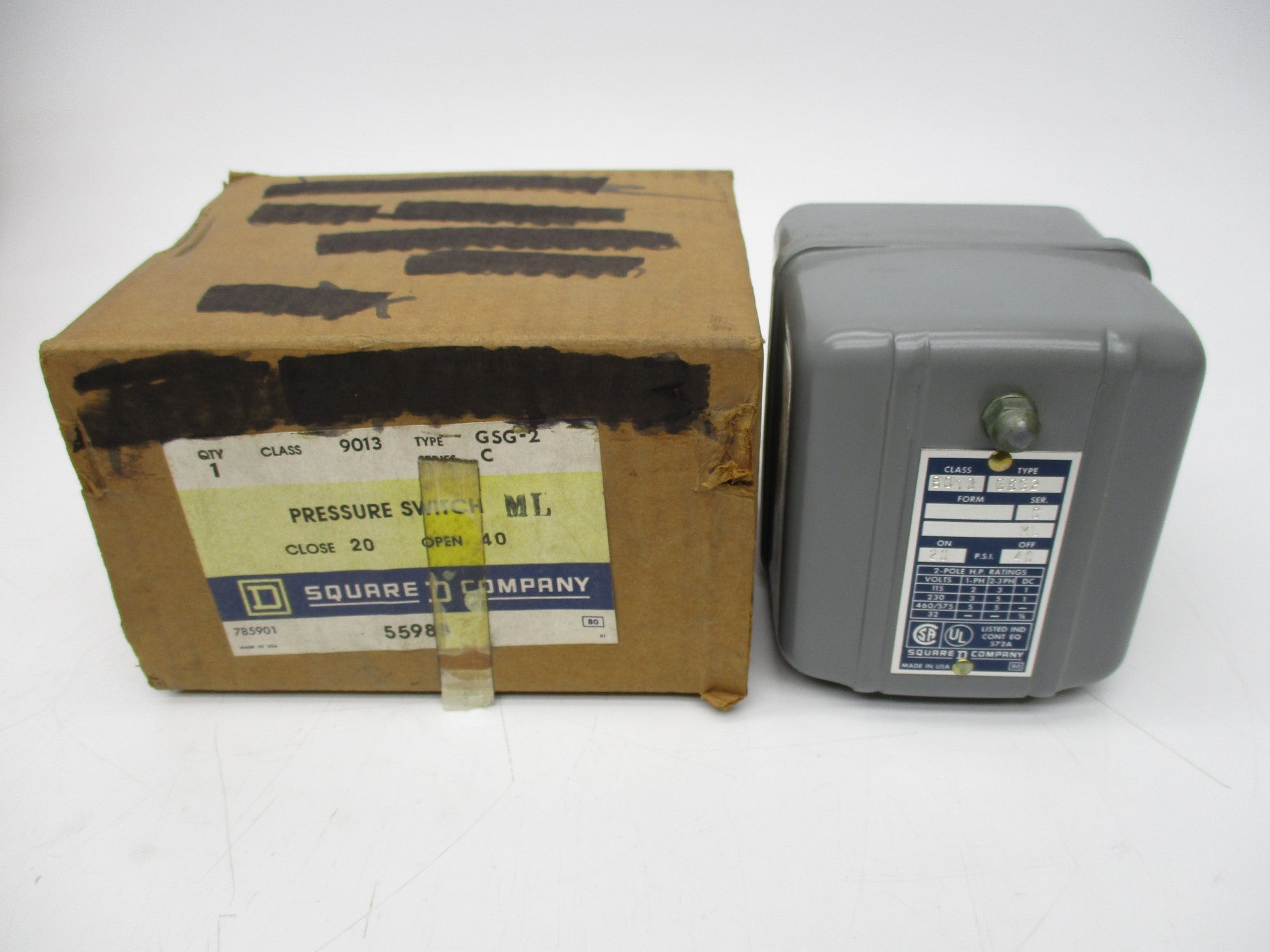 SQUARE D 9013GSG2 SER. C 20-40PSI NSMP