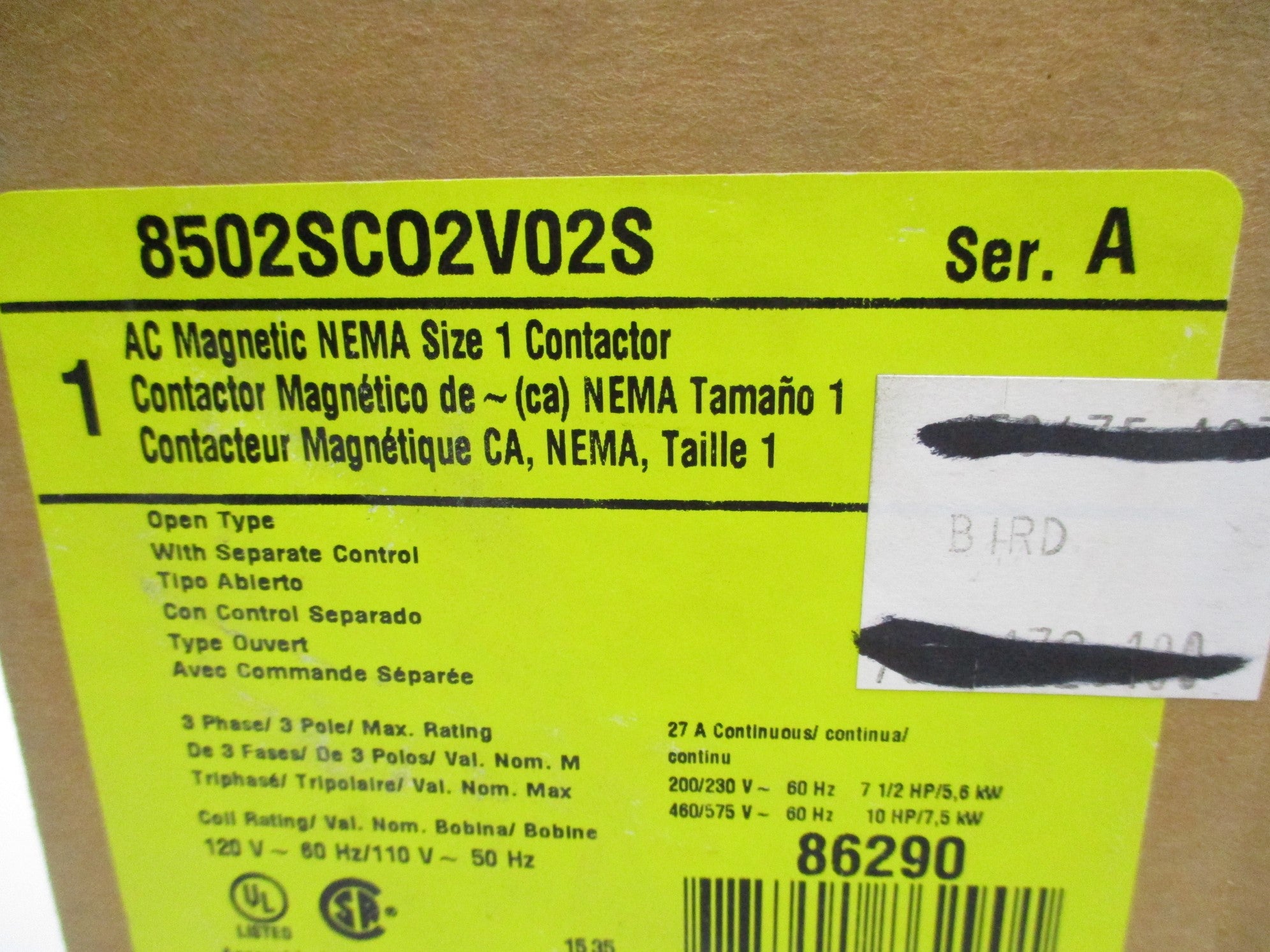 SQUARE D 8502SC02V02S SER. A 110/120V NSMP