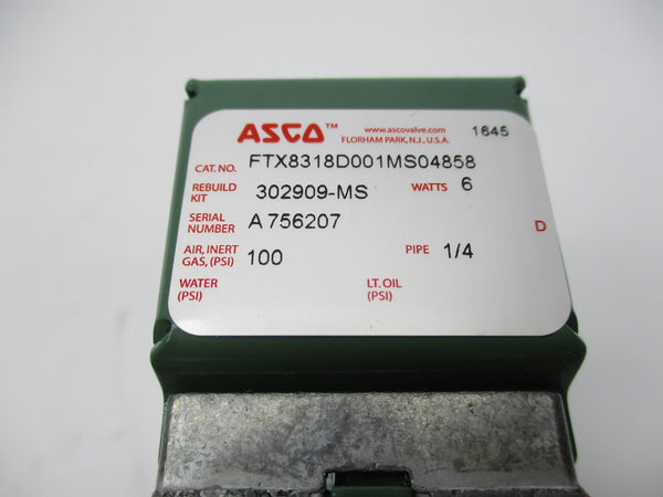 ASCO FTX8318D001MS04858 110/120V 100PSI 1/4" NSMP