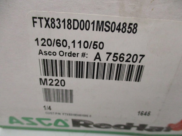 ASCO FTX8318D001MS04858 110/120V 100PSI 1/4" NSMP
