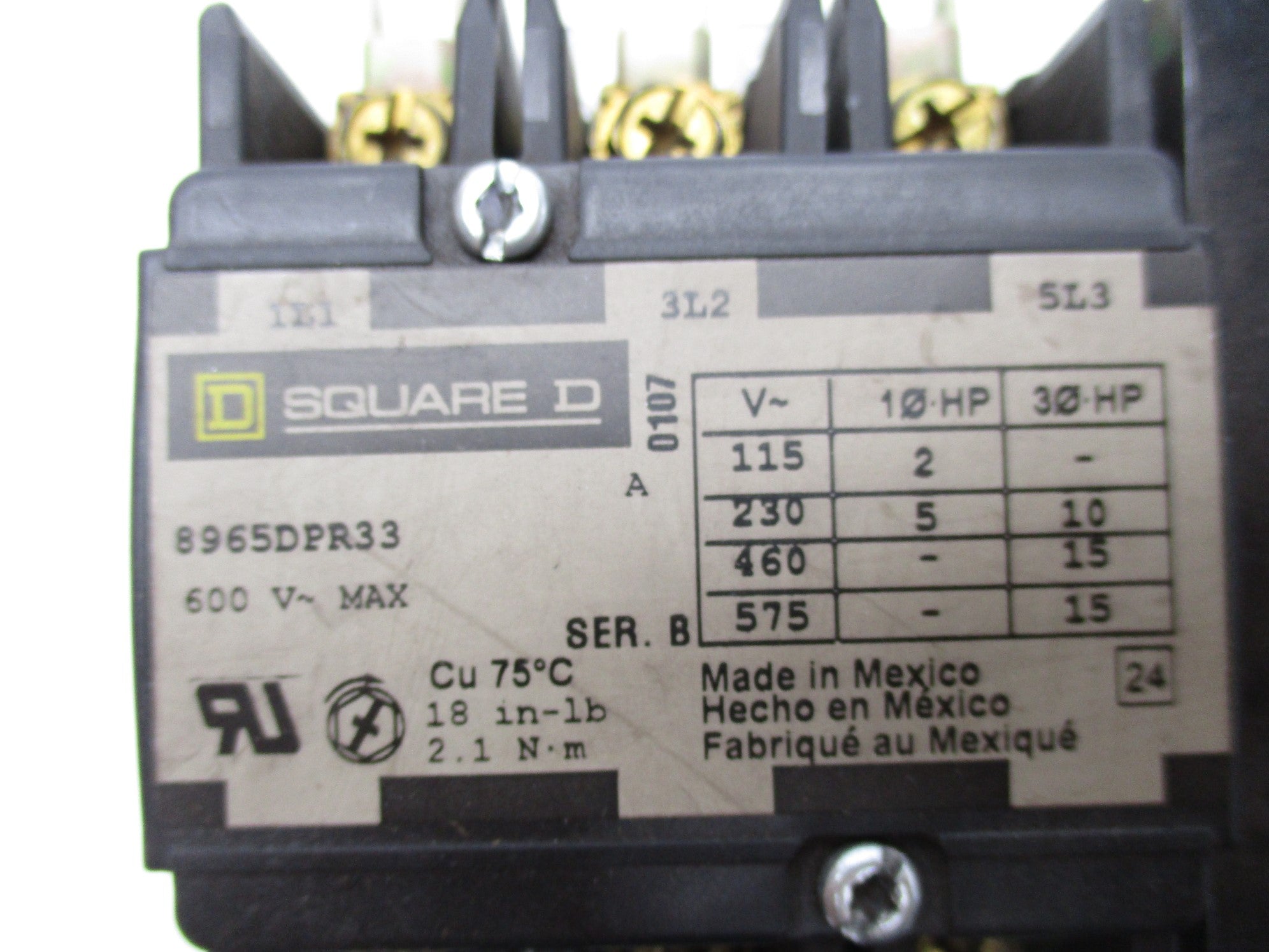 SQUARE D 8965DPR33V02 SER. B 120V NSNP