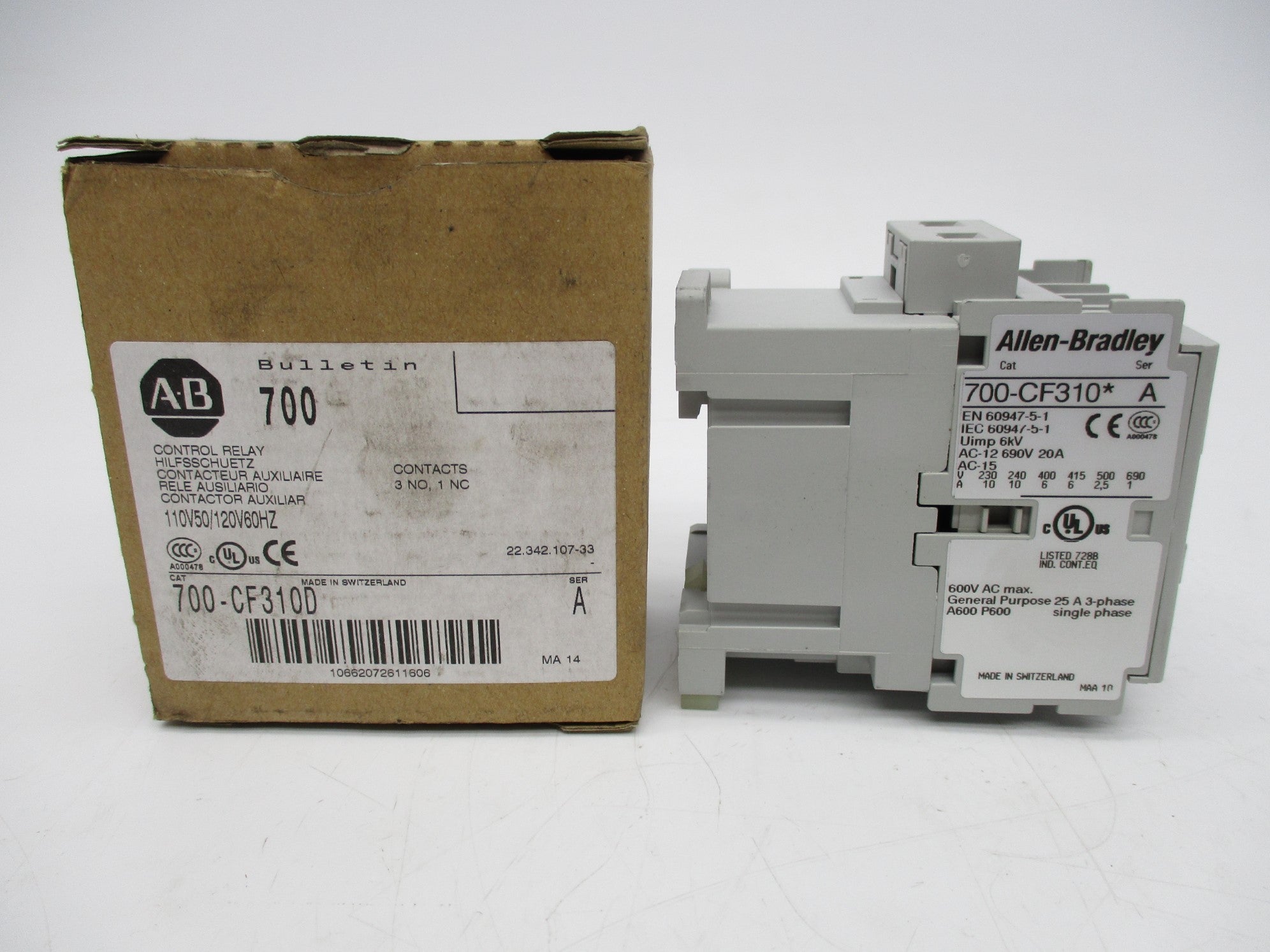 ALLEN BRADLEY 700-CF310D SER. A 110/120V (BR/WH) NSMP