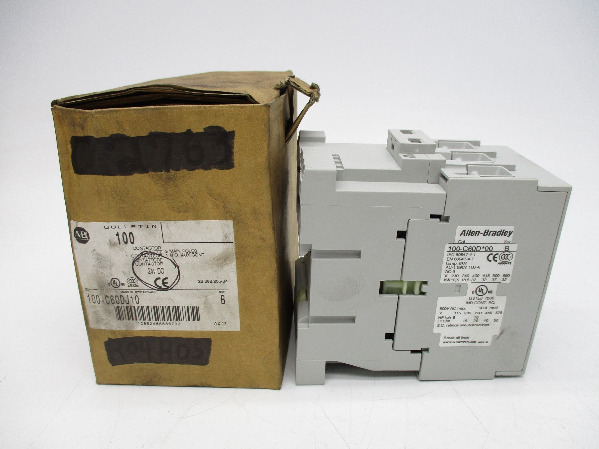 ALLEN BRADLEY 100-C60DJ10 SER. B 24VDC 100A (BR/WH) NSMP