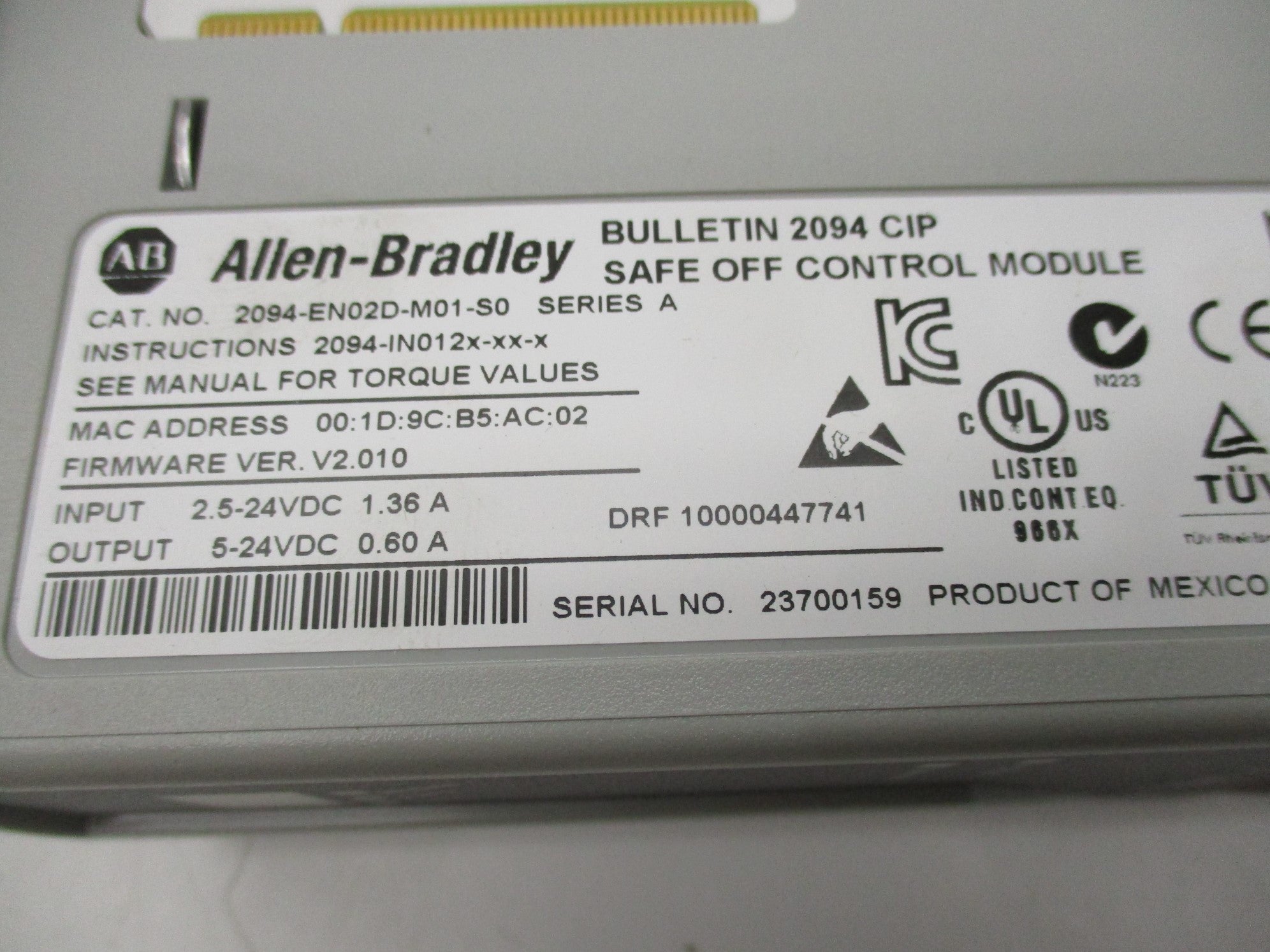 ALLEN BRADLEY 2094-EN02D-M01-S0 SER. A NSMP