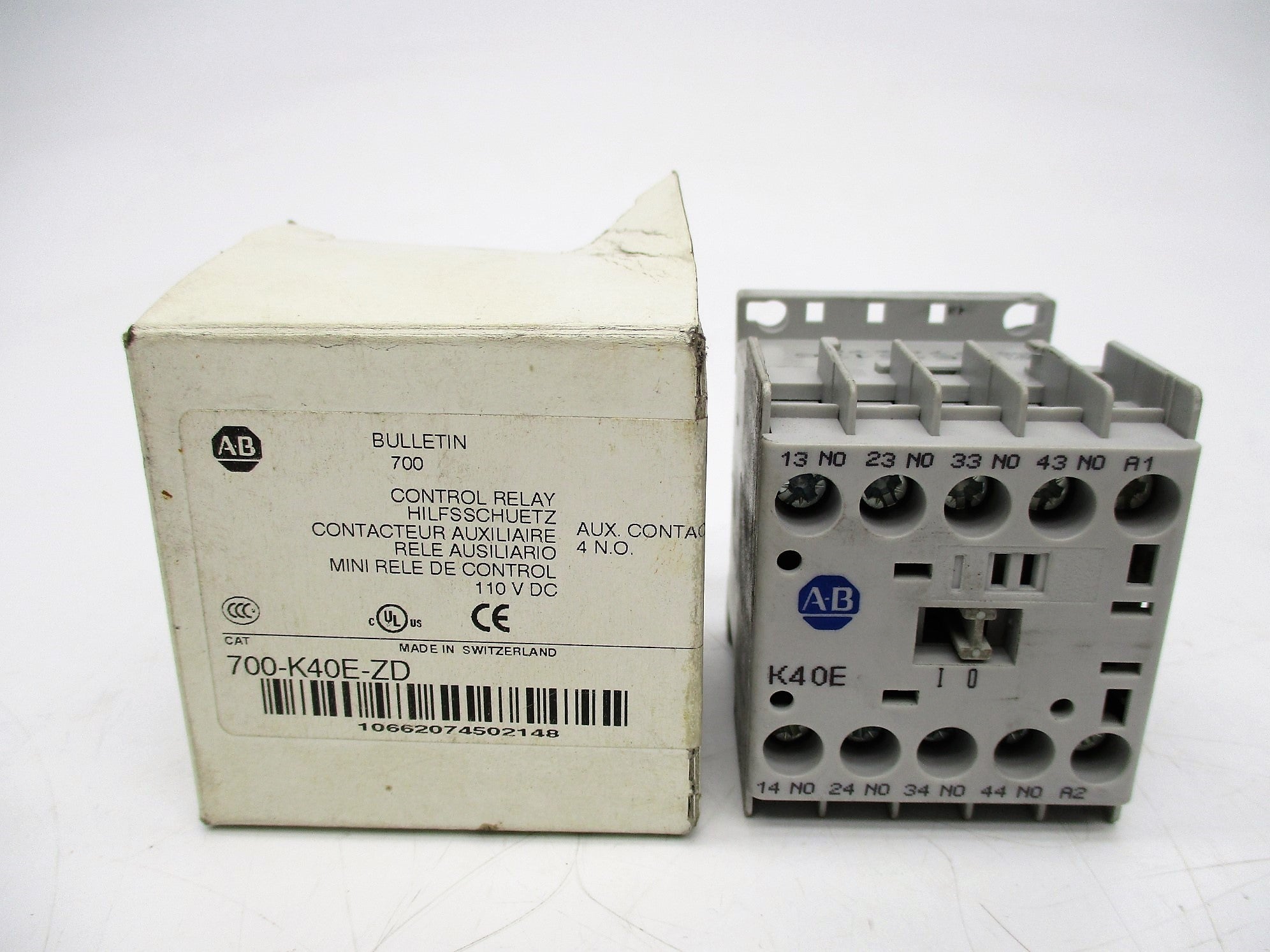 ALLEN BRADLEY 700-K40E-ZD SER. B 110VDC 10A (WH) NSMP