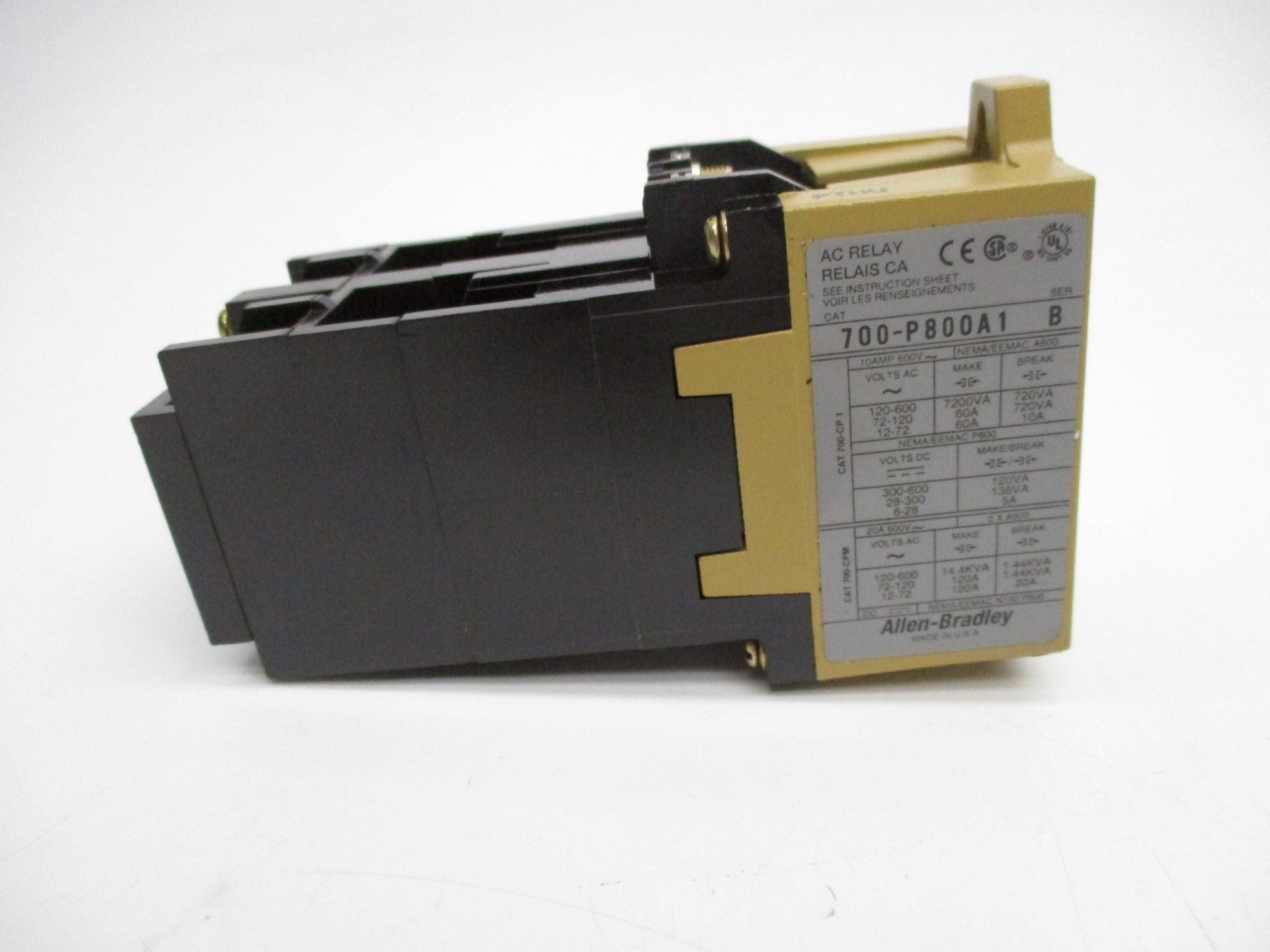 ALLEN BRADLEY 700-P800A1 SER. B 110/115-120V 10A (WH) NSMP