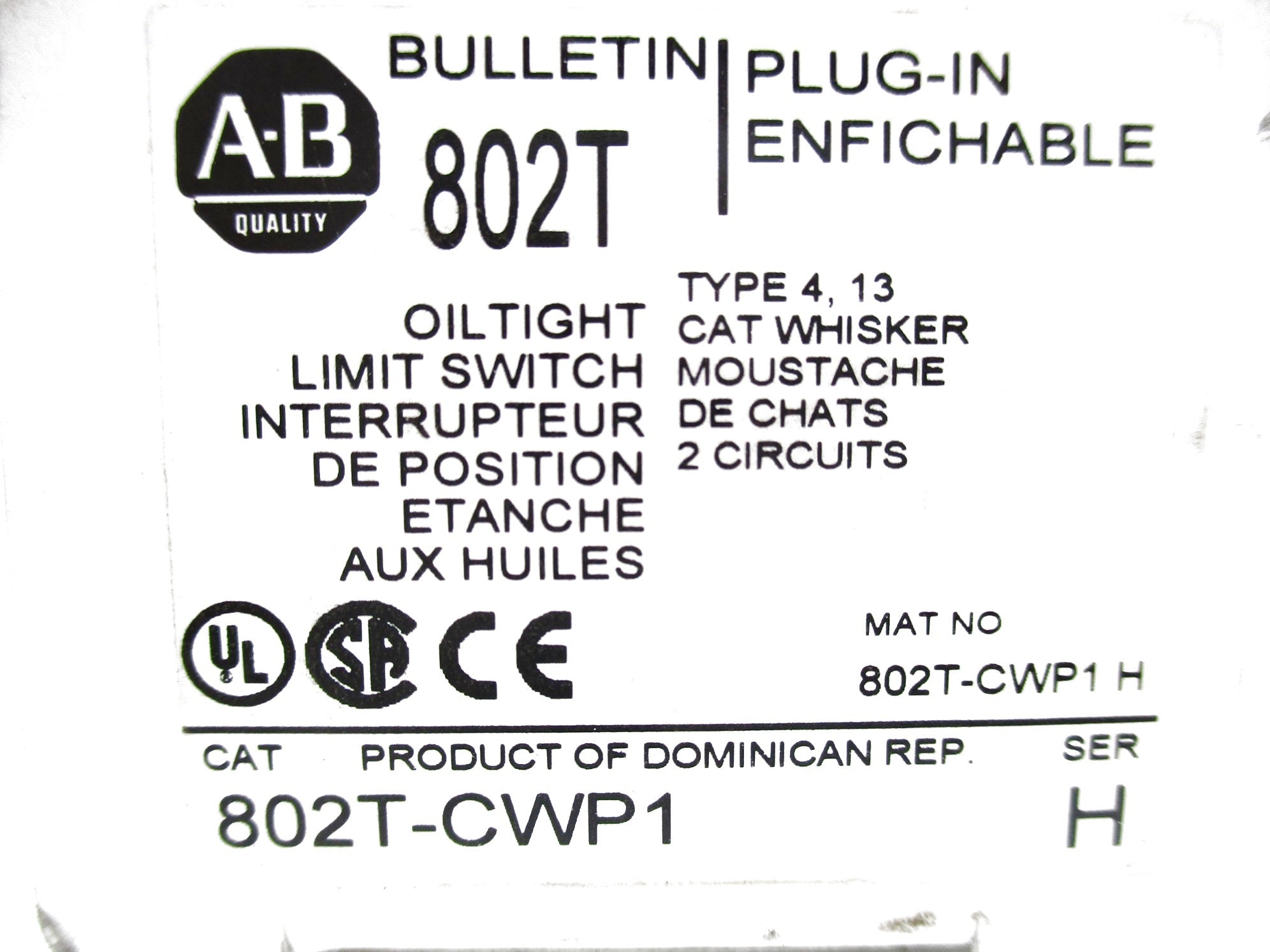 INDUSTRIAL SPARE PART 802T-CWP1 SER. H (WH) NSMP