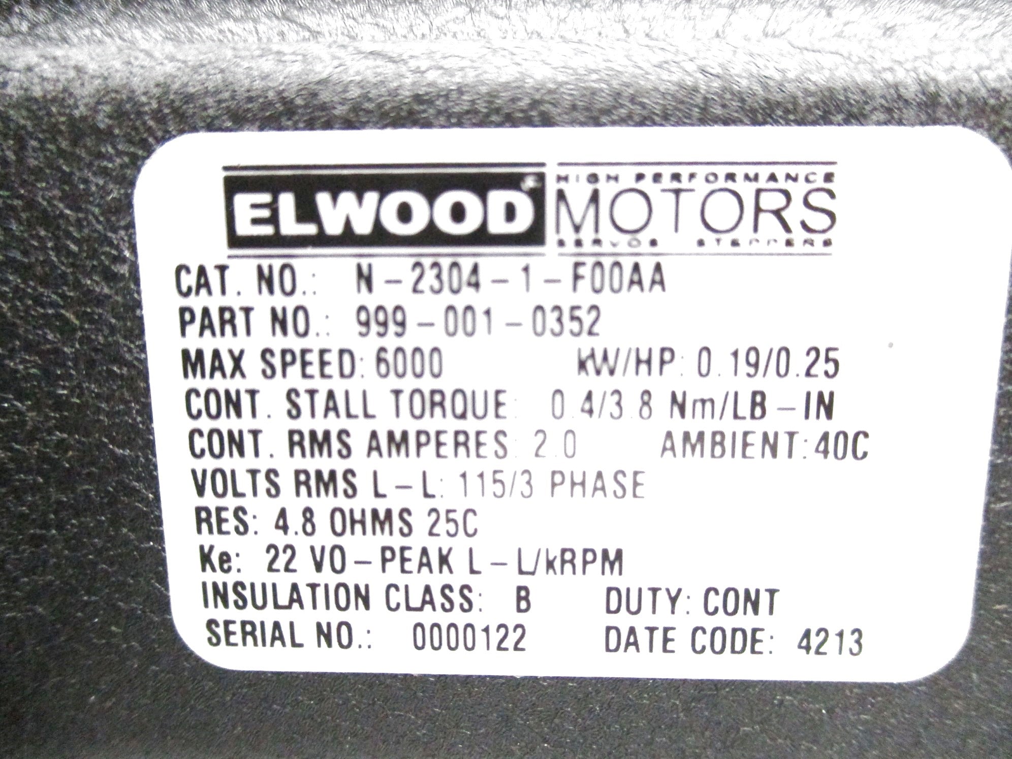 ELWOOD MOTORS N-2304-1-F00AA NSNP