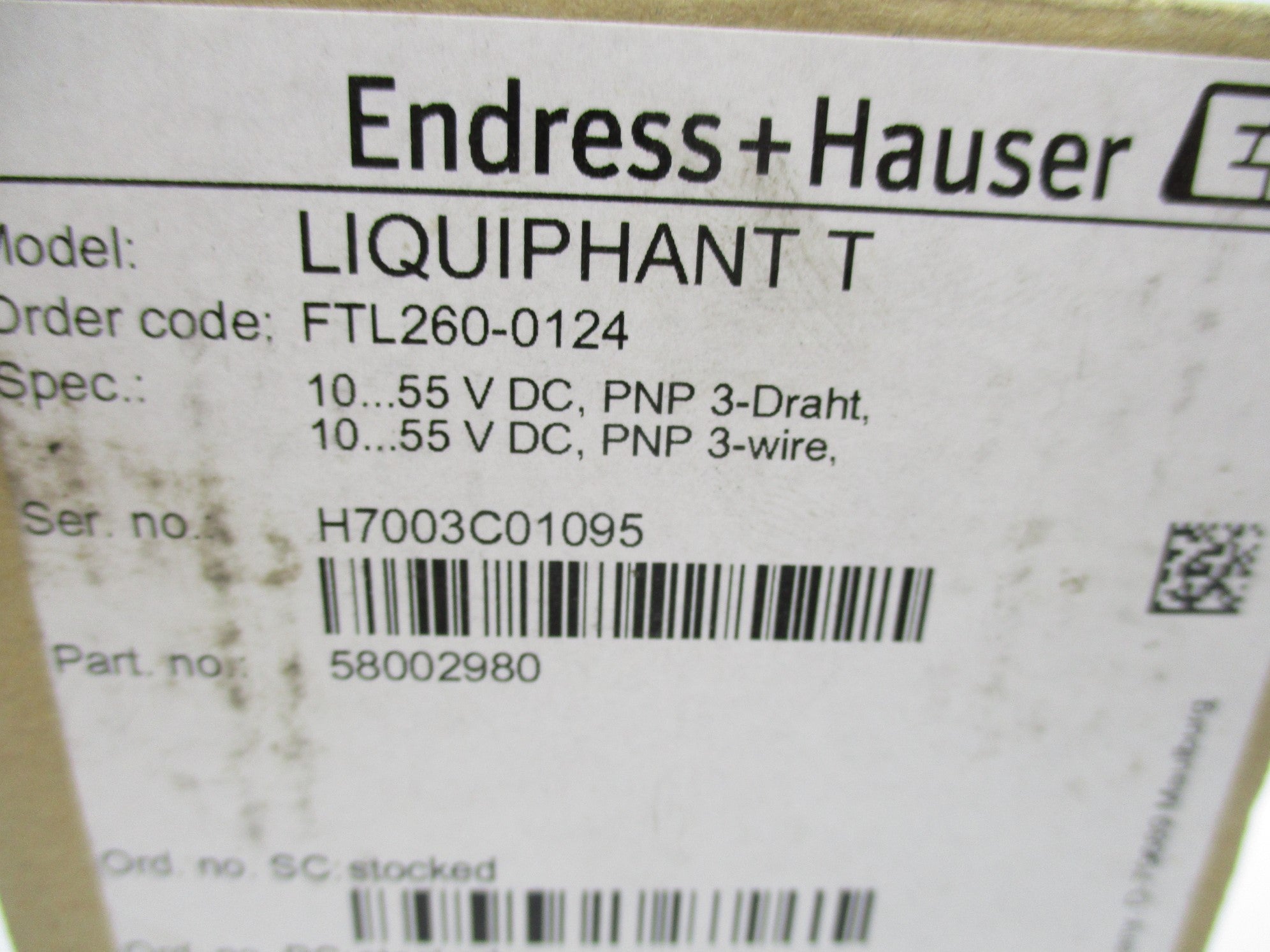 ENDRESS+HAUSER FTL260-0124 NSMP