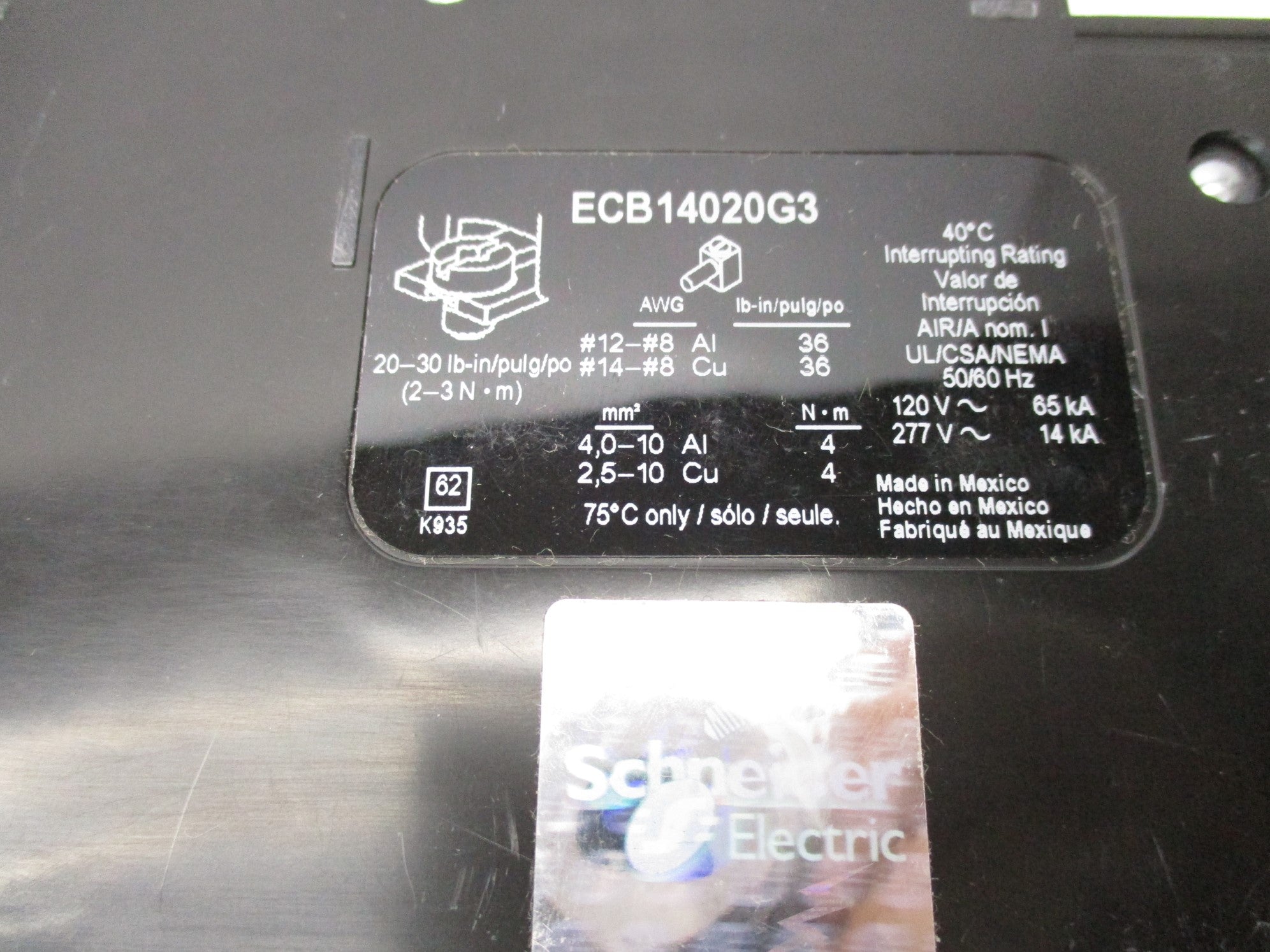 SQUARE D ECB14020G3 20A 277V NSMP