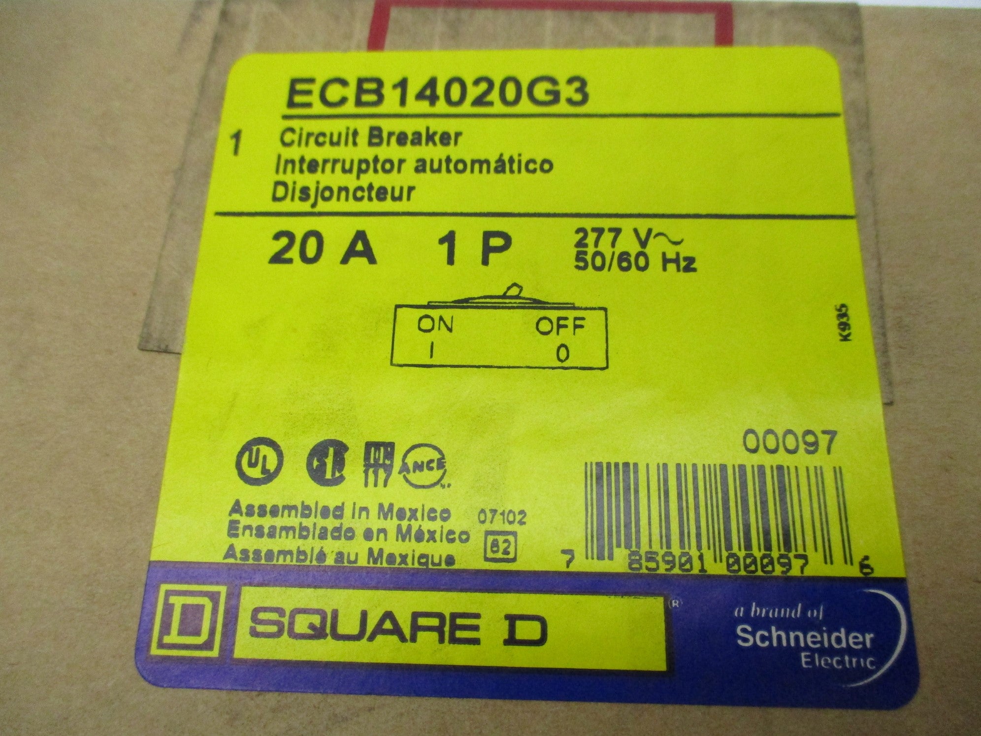 SQUARE D ECB14020G3 20A 277V NSMP