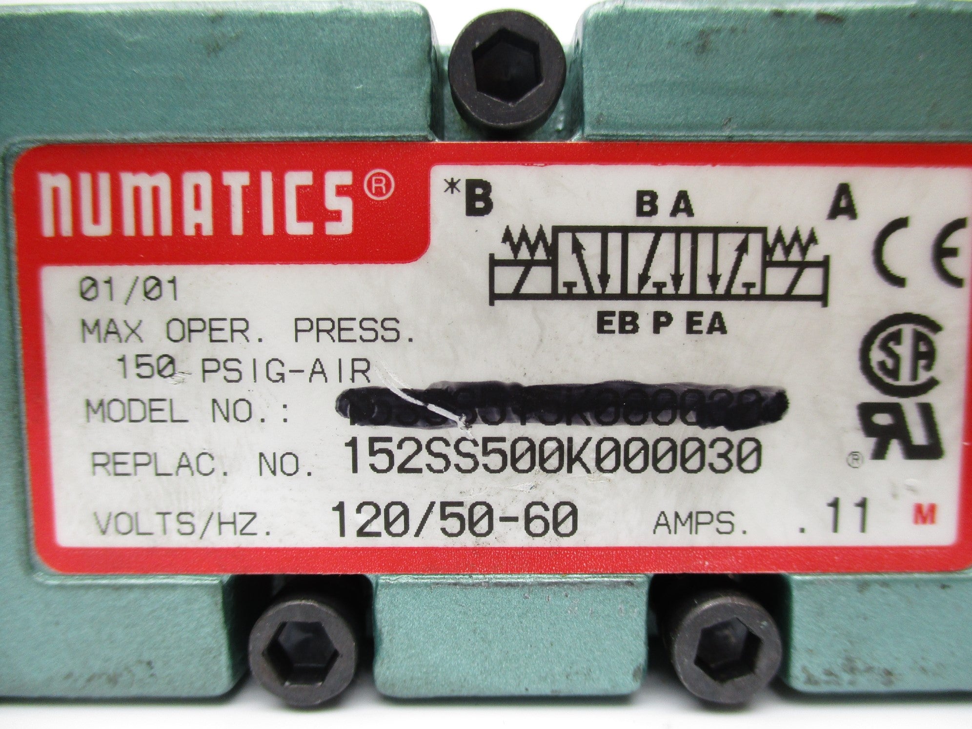 NUMATICS 152SS500K000030 120V .11 150PSI UNMP