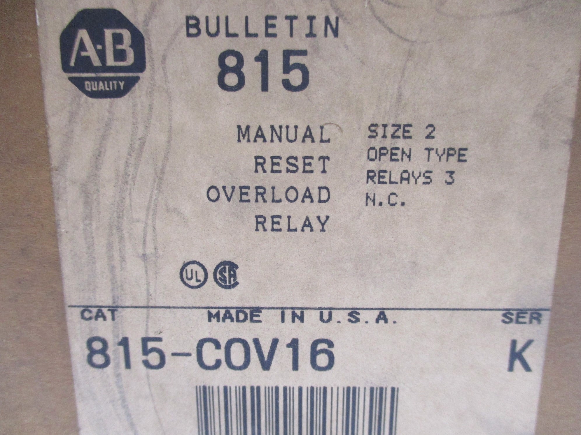 ALLEN BRADLEY 815-COV16 SER. K (BR/WH) NSMP