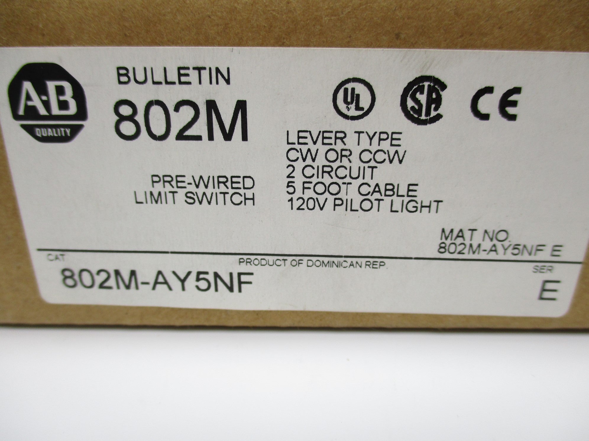 INDUSTRIAL SPARE PART 802M-AY5NF SER. E (BR/WH) NSMP
