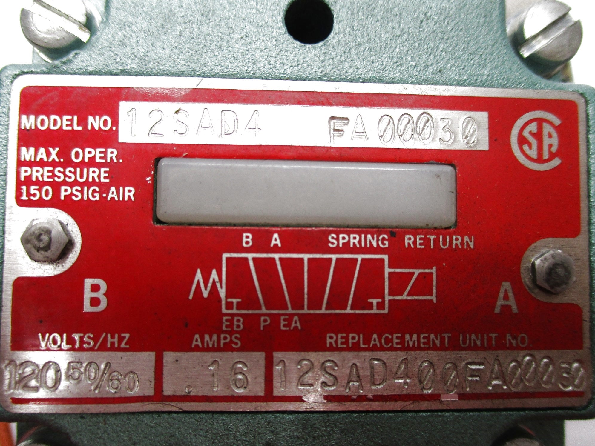NUMATICS 12SAD4FA00030 120V UNMP