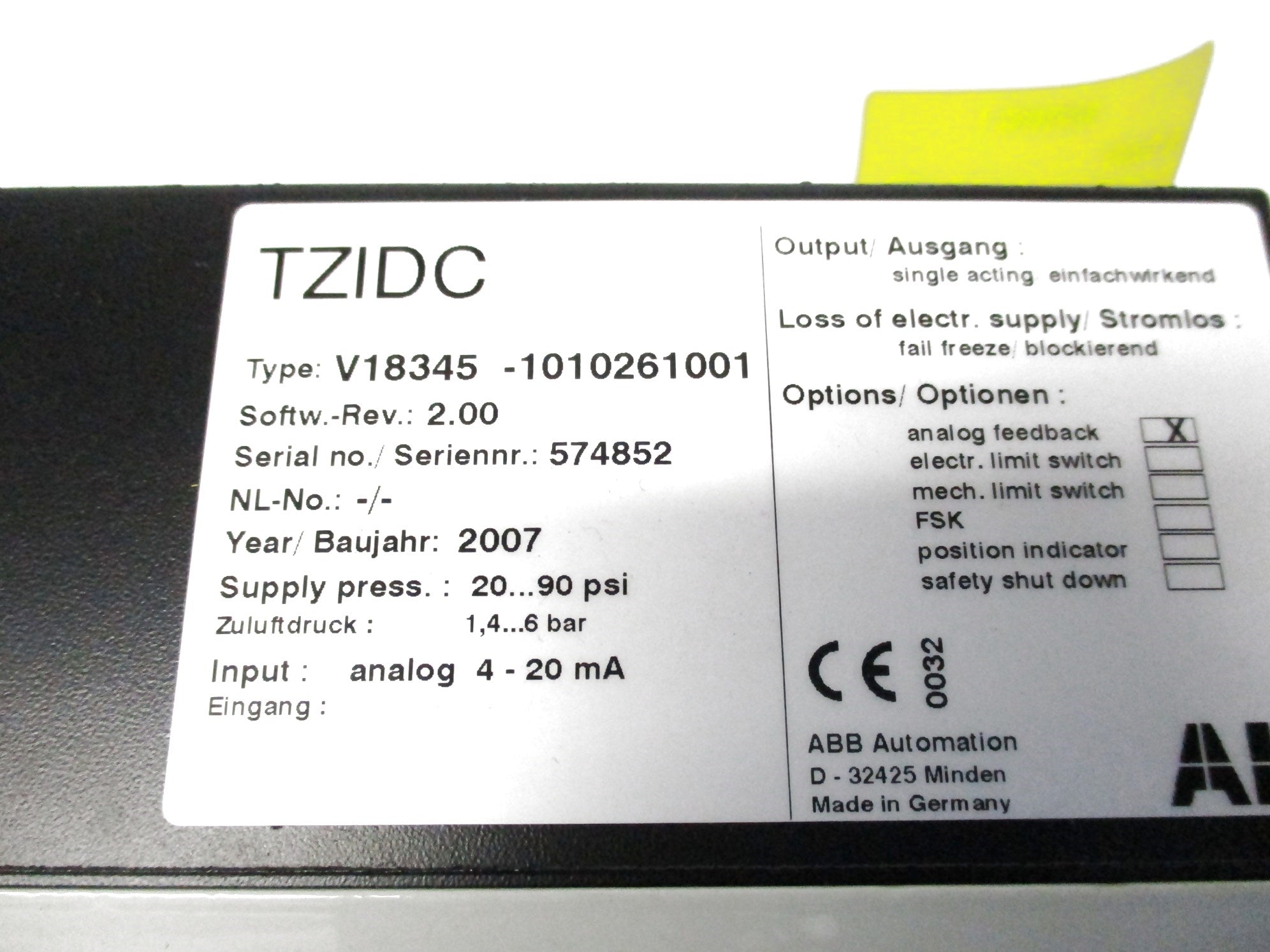 ABB TZIDC V18345-1010261001 NSNP