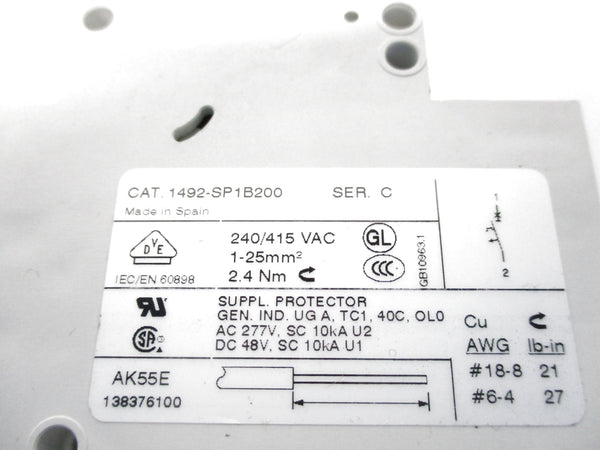 ALLEN BRADLEY 1492-SP1B200 SER. C 240/415V 20A NSNP