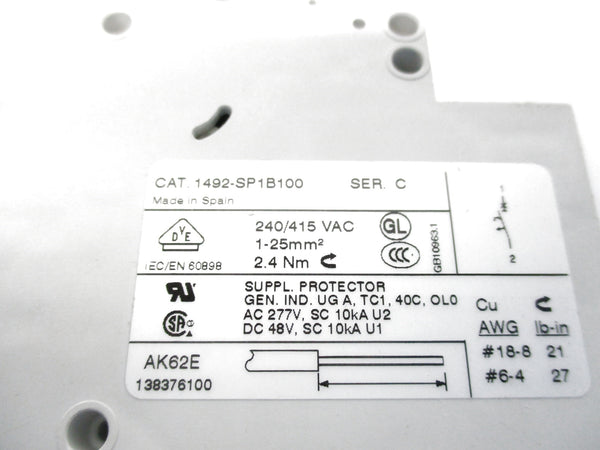 ALLEN BRADLEY 1492-SP1B100 SER. C 240/415VAC 10A NSNP