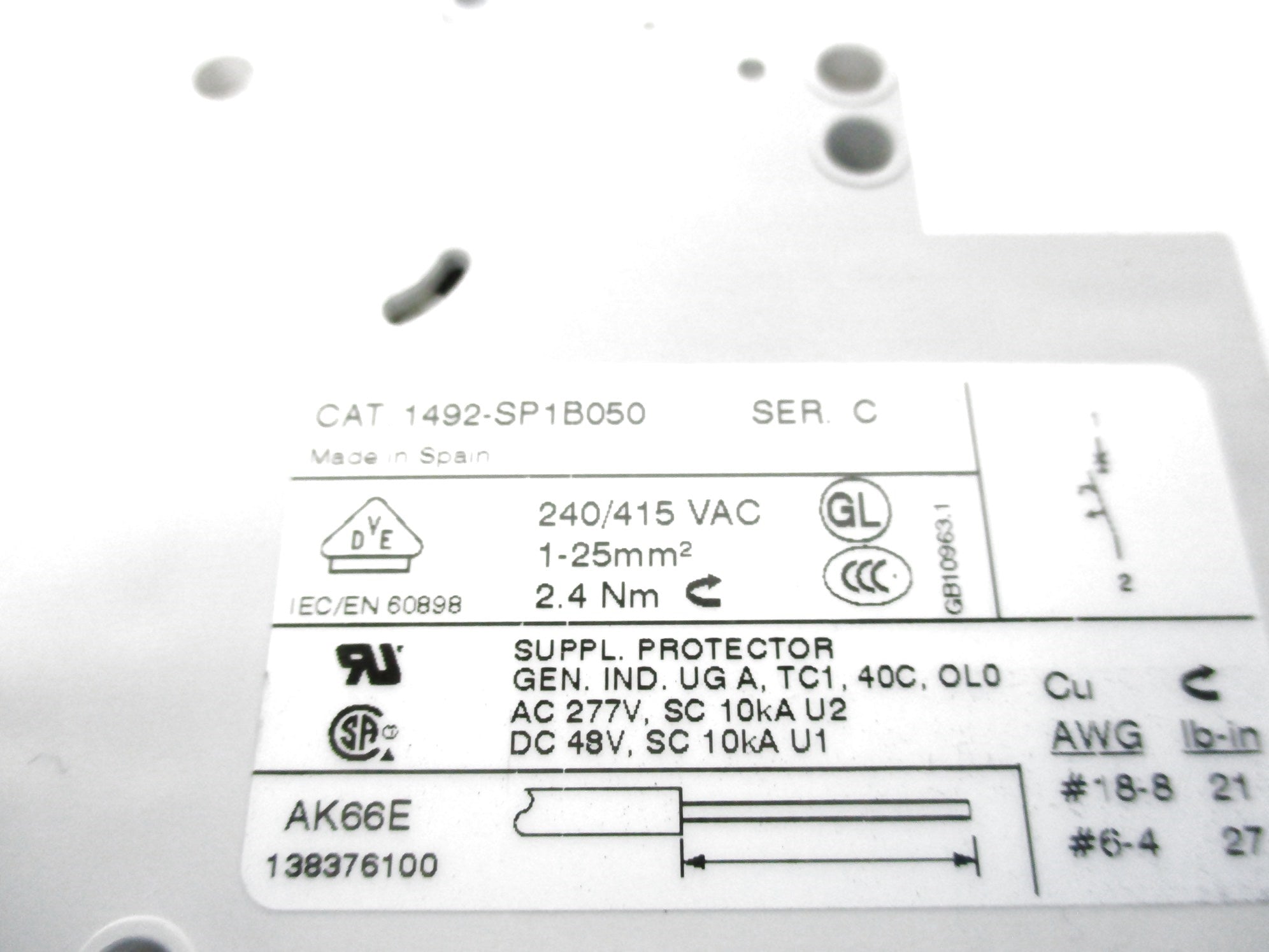ALLEN BRADLEY 1492-SP1B050 SER. C 240/415V 5A NSNP