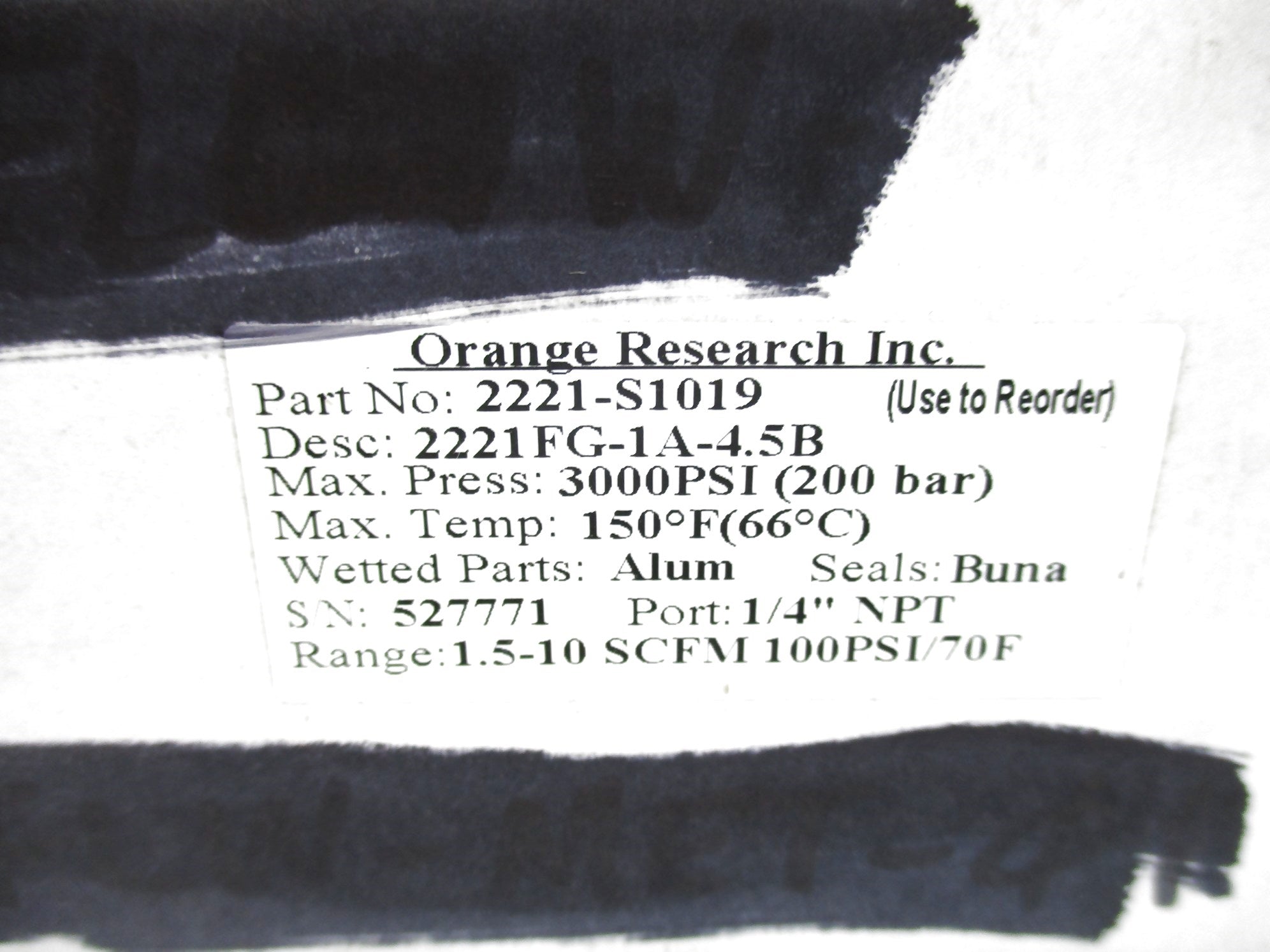 ORANGE RESEARCH 2221-S1019 2221FG-1A-4.5B NSMP