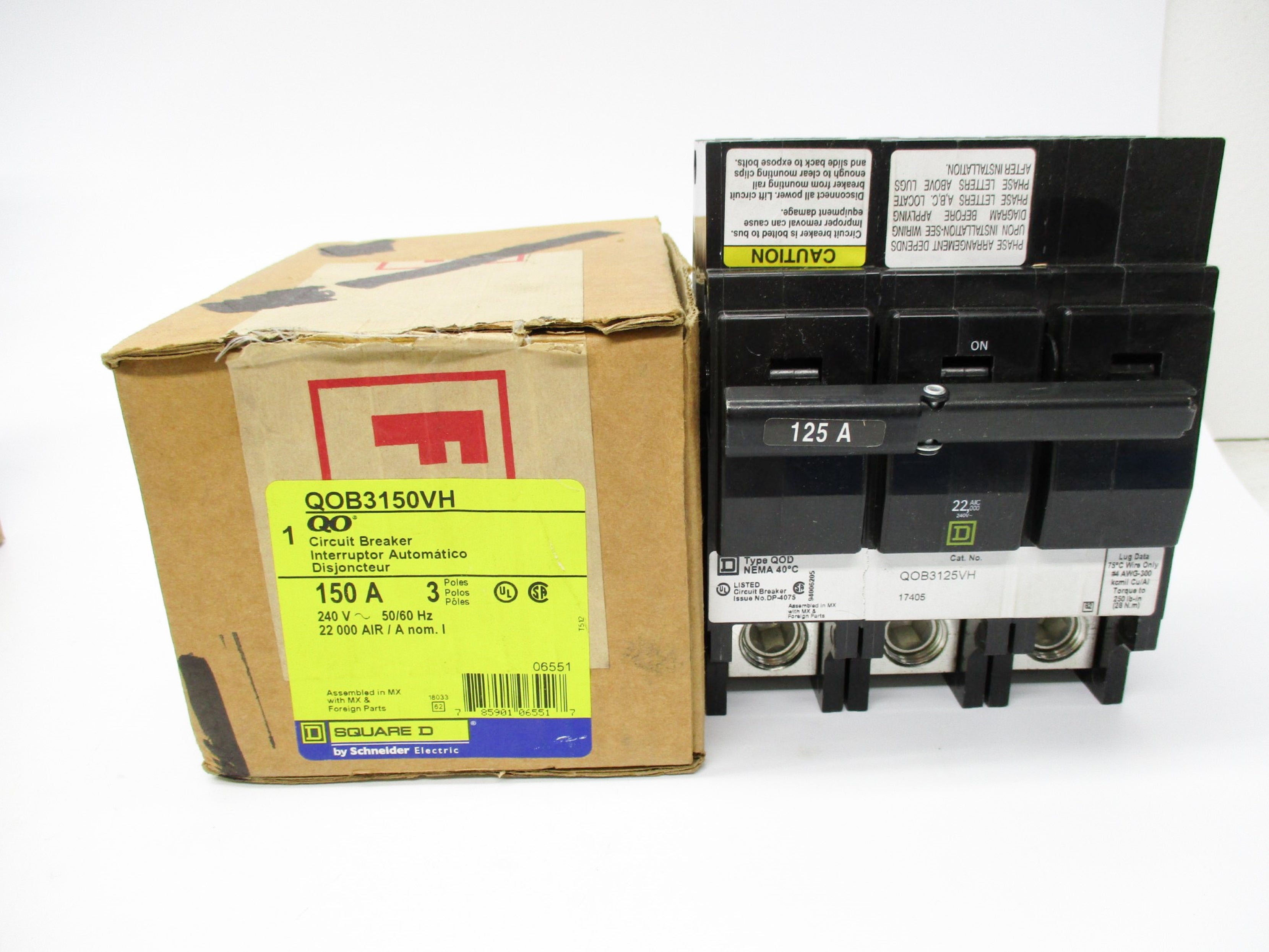 SQUARE D QOB3150VH 125A 240V NSMP