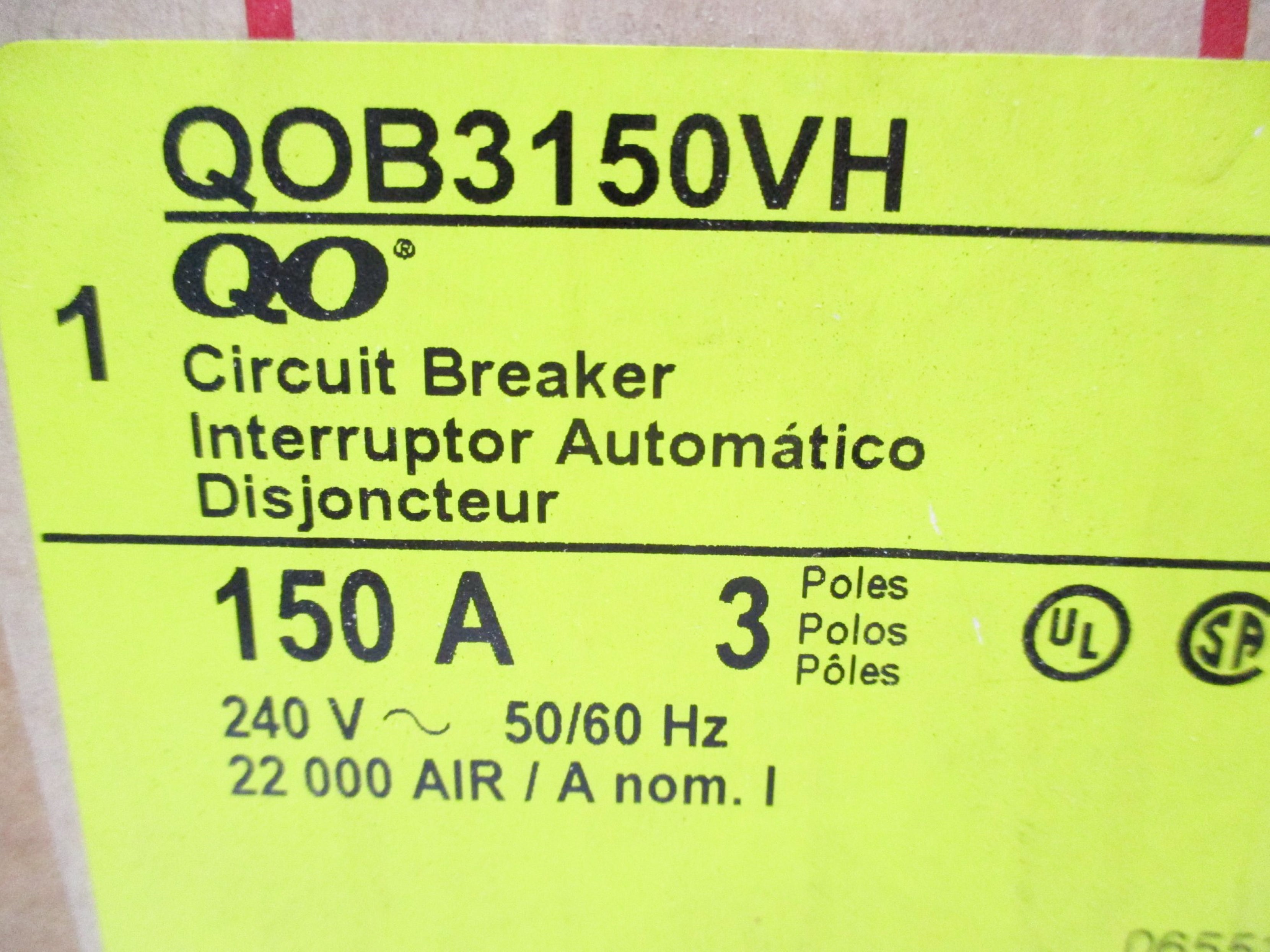 SQUARE D QOB3150VH 125A 240V NSMP