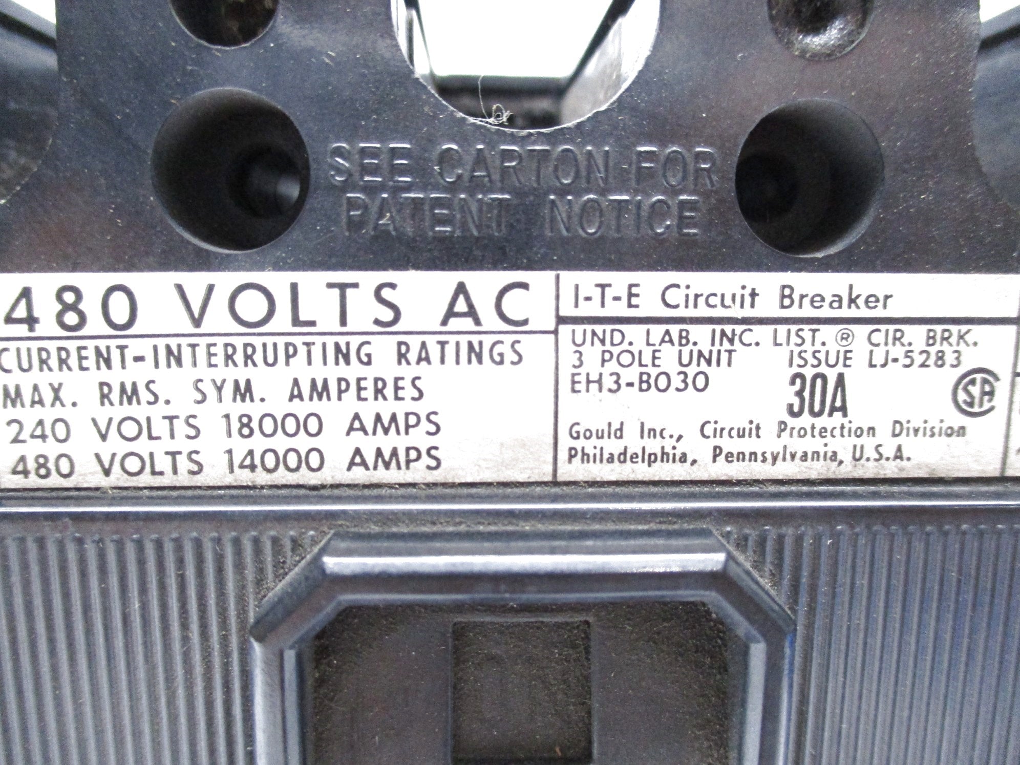 ITE EH3-B030 30A 480VAC UNMP