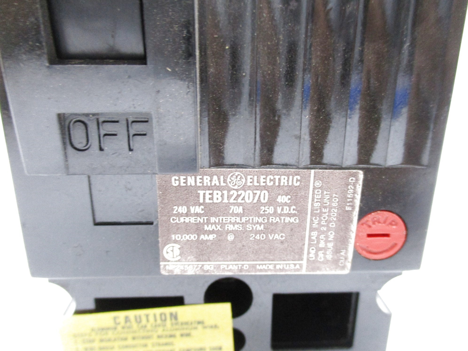 GENERAL ELECTRIC TEB122070WL 70A 240VAC 250VDC NSMP