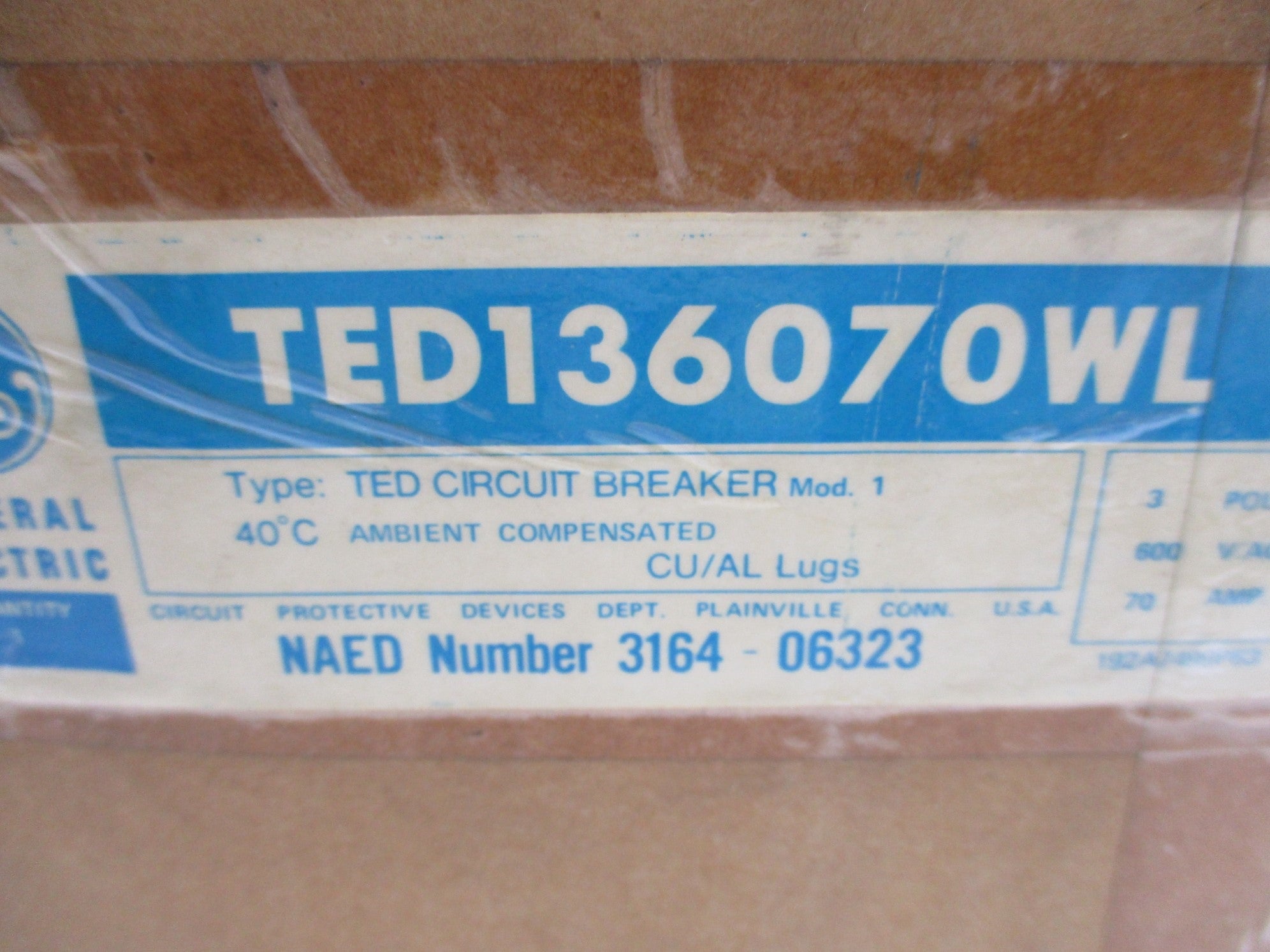 GENERAL ELECTRIC TED136070WL 70A 600VAC NSMP