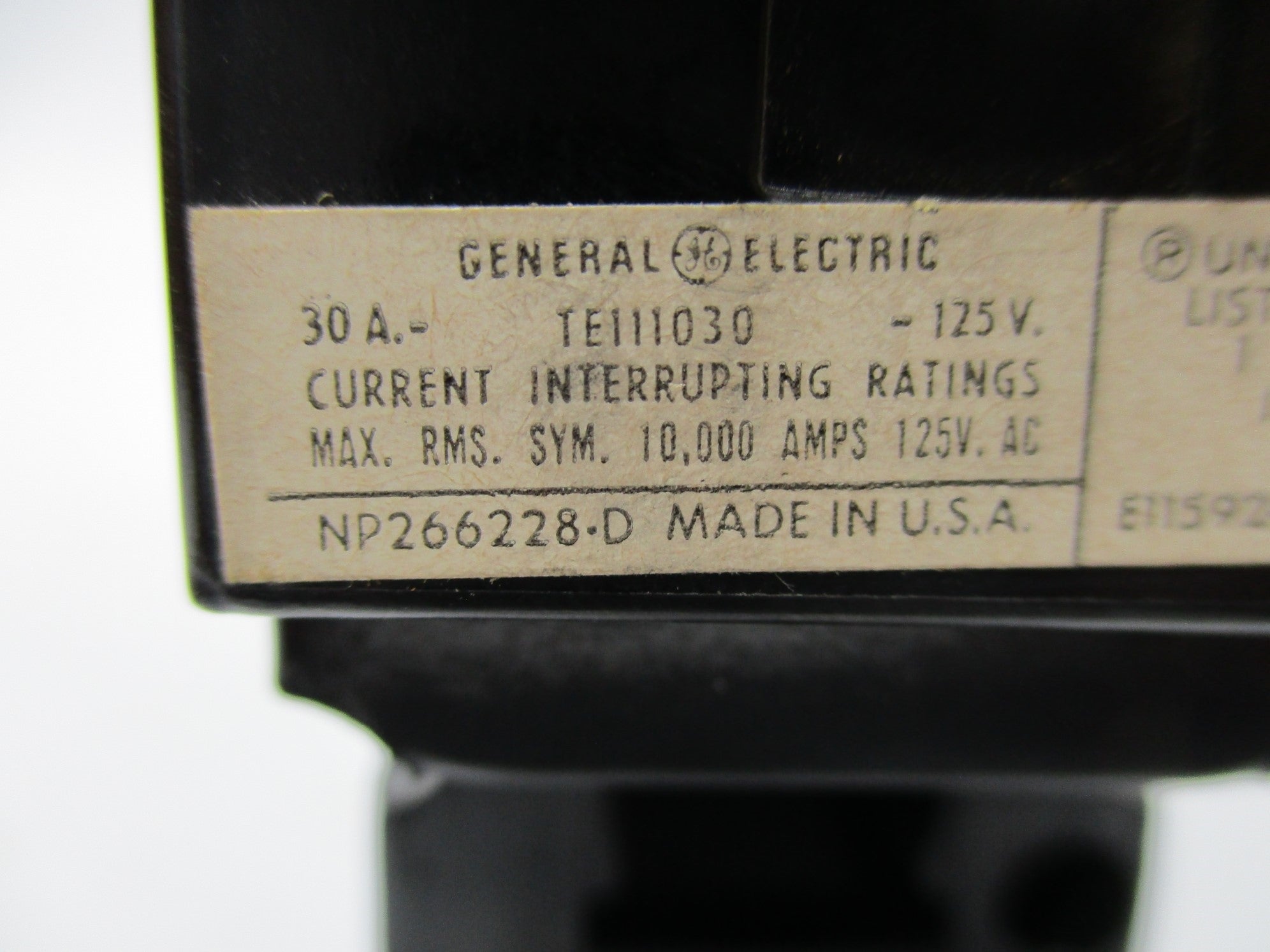 GENERAL ELECTRIC TE111030 125V 30A NSNP