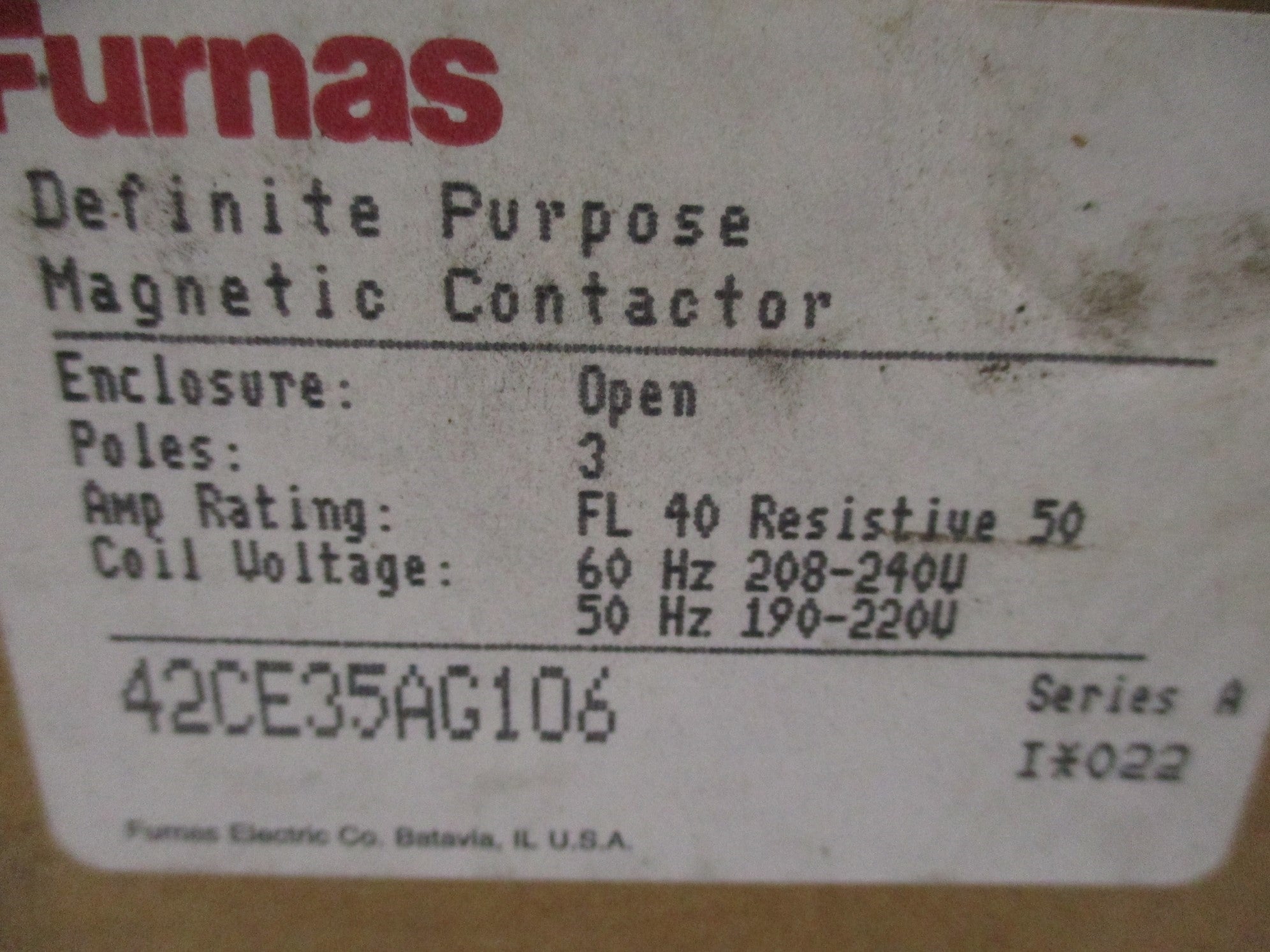 FURNAS 42CE35AG106 SER. A 190-220V/208-240V 40A NSMP