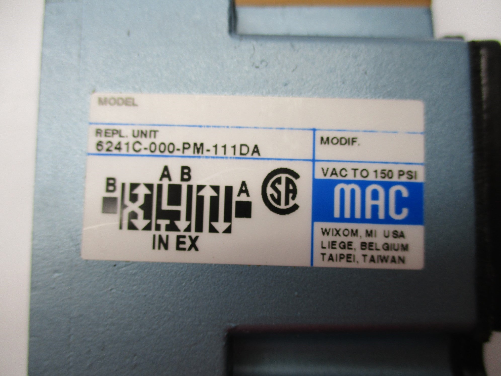 MAC 6241C-000-PM-111DA 120/60 110/50 25-150PSI NSMP