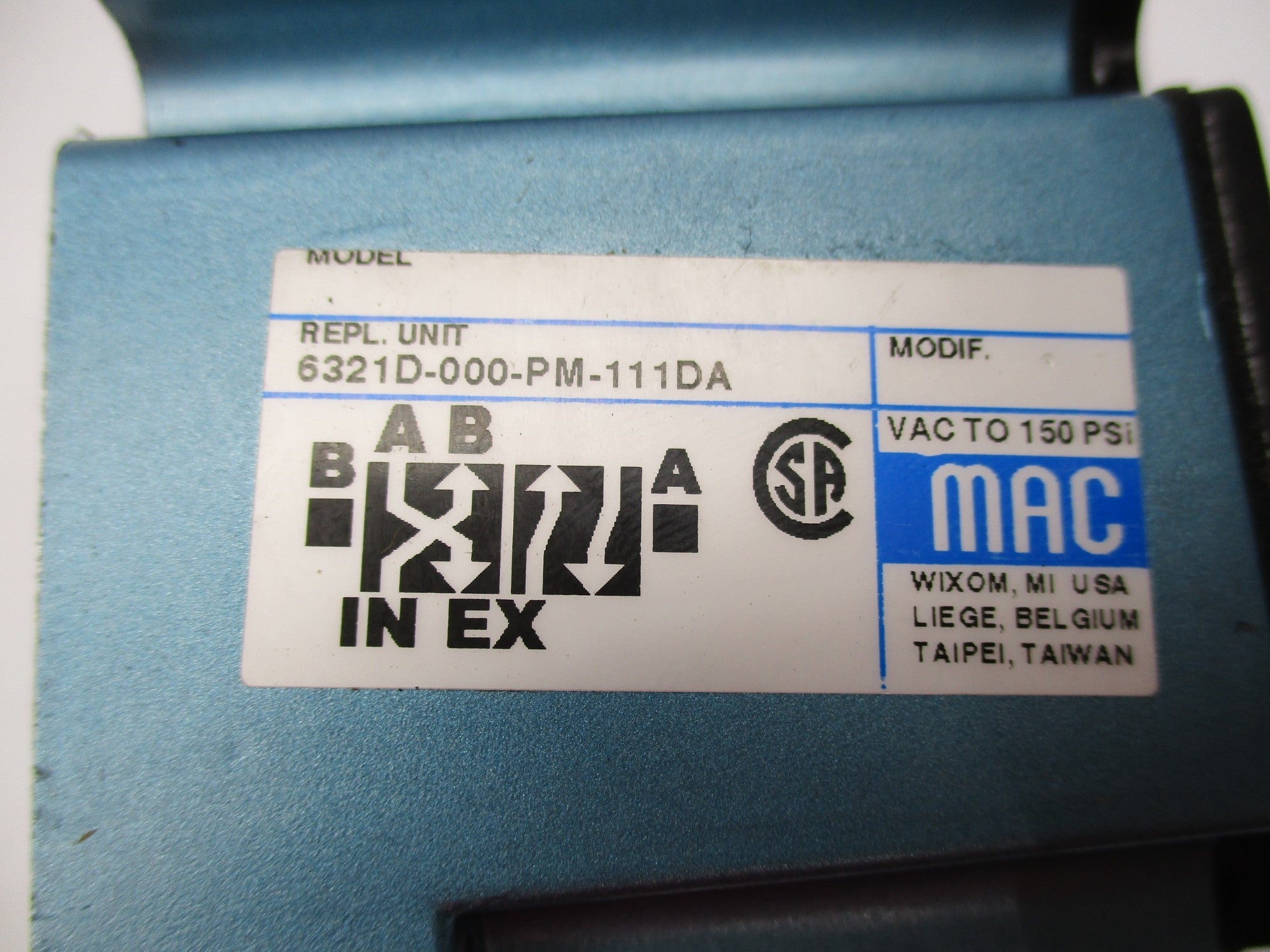 MAC 6321D-000-PM-111DA 120/60 110/50 25-150PSI NSMP