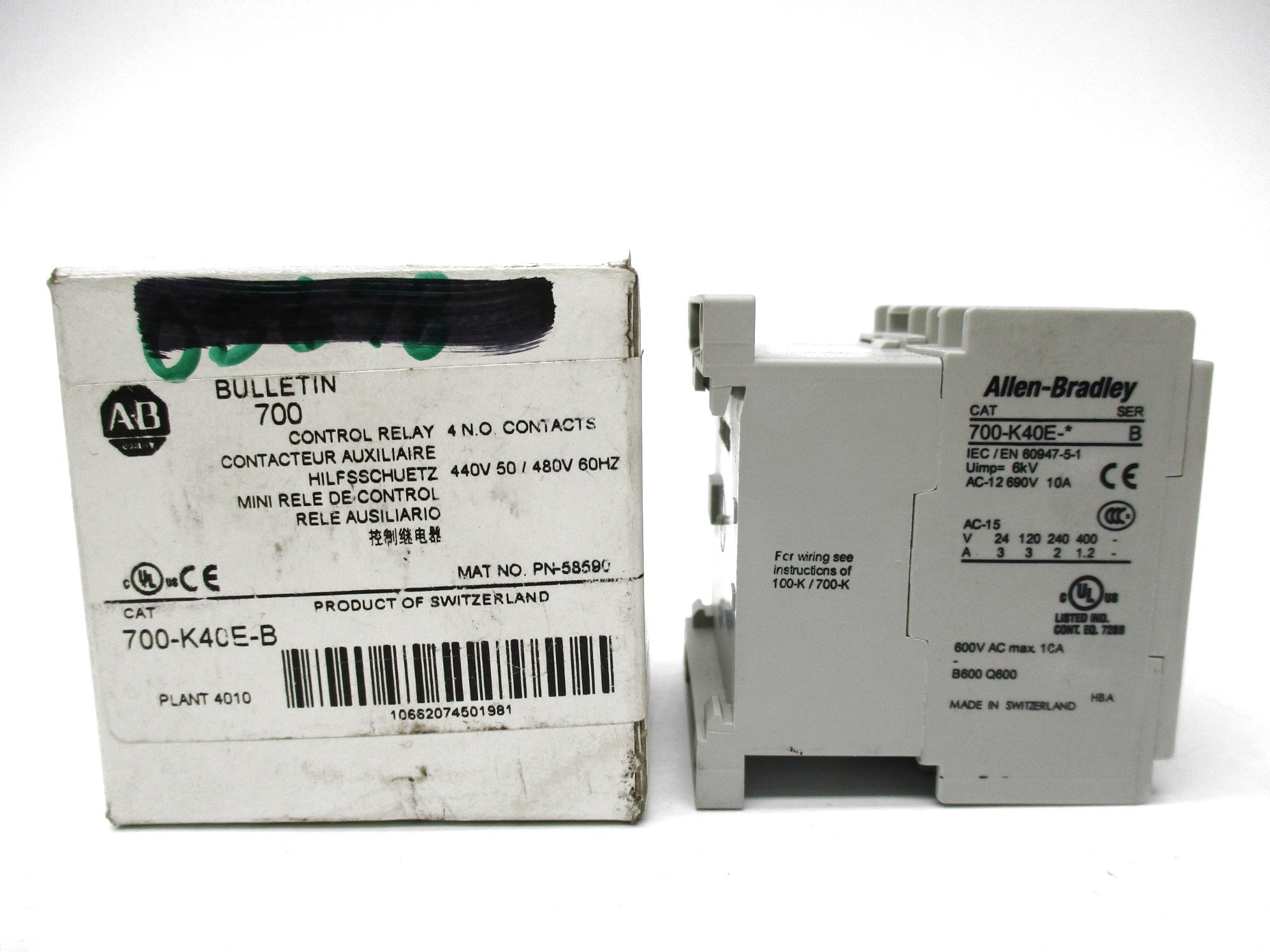 ALLEN BRADLEY 700-K40E-B SER. B 440/480V 10A (WH) NSMP