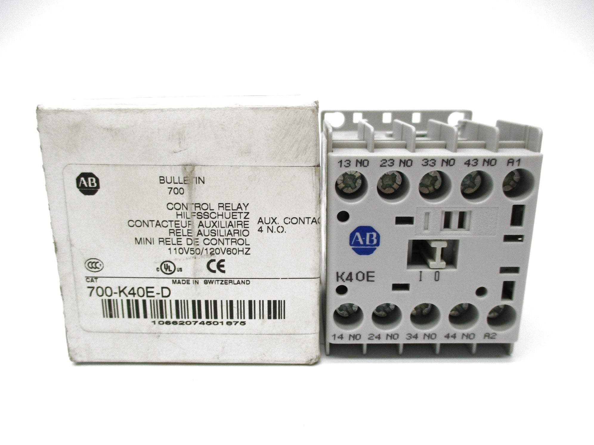 ALLEN BRADLEY 700-K40E-D SER. B 110/120V 10A (WH) NSMP