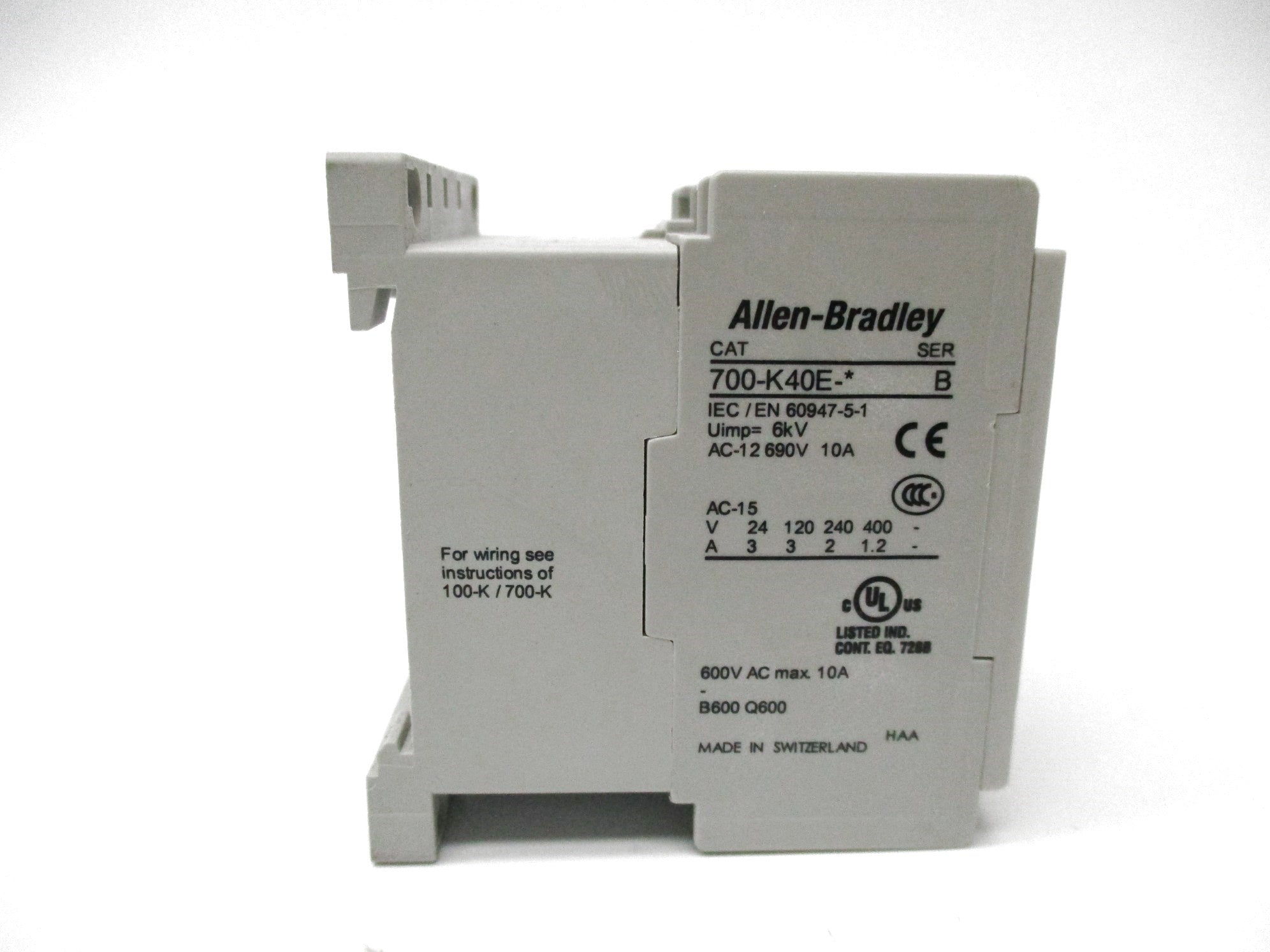 ALLEN BRADLEY 700-K40E-D SER. B 110/120V 10A (WH) NSMP