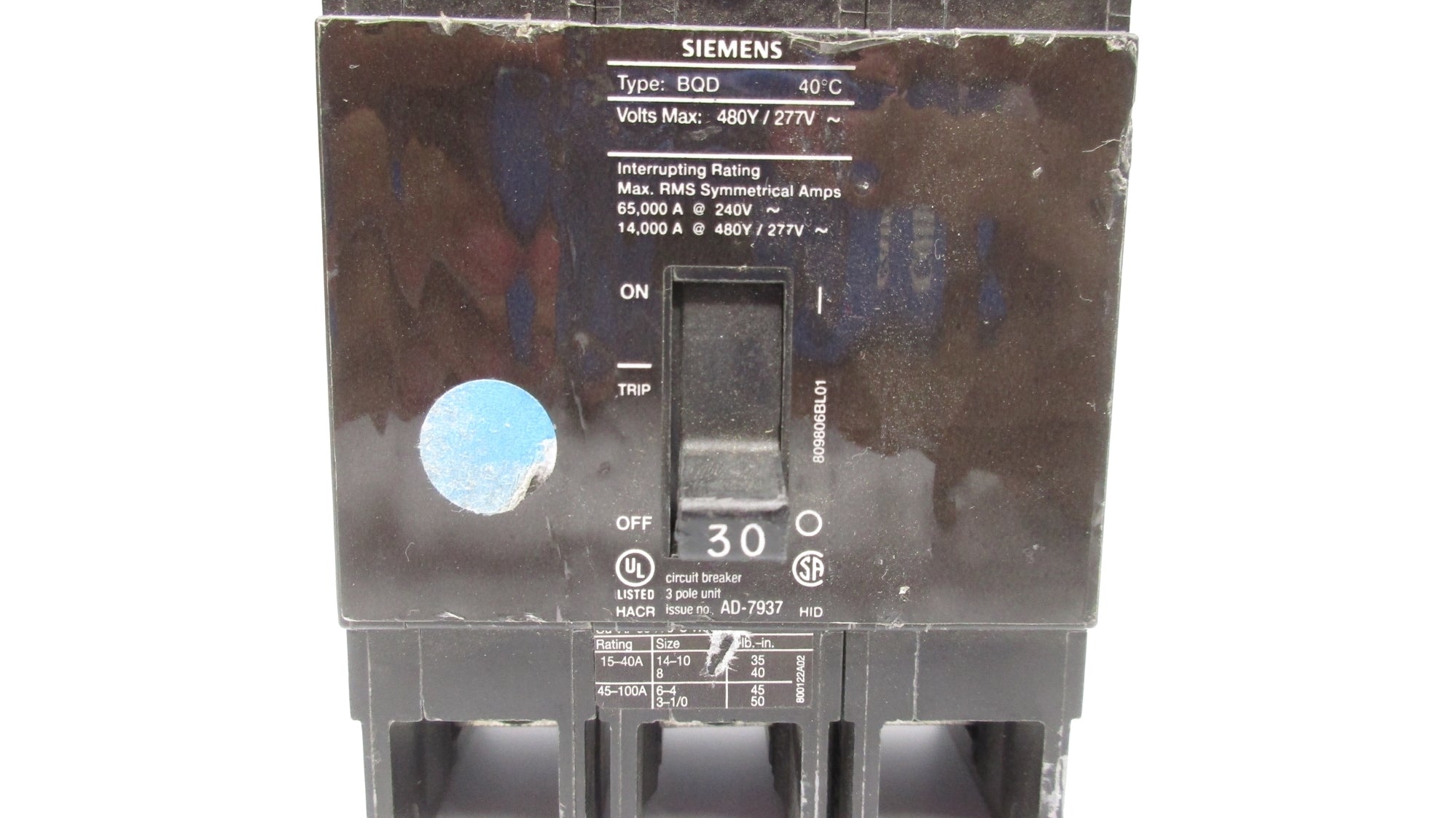 SIEMENS BQD330 30A 277V NSNP