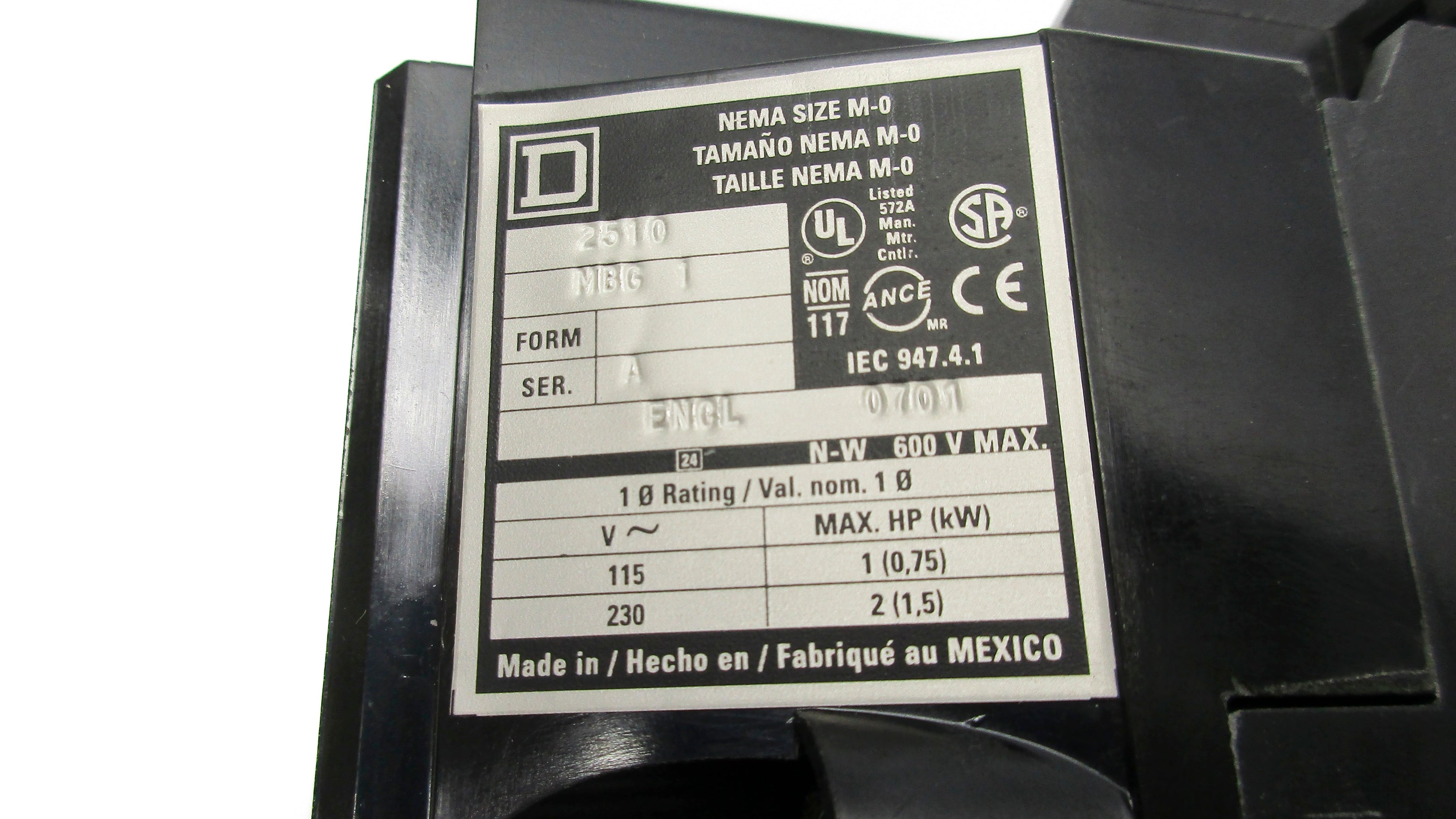 SQUARE D 2510MBG1 (AS PICTURED) NSMP