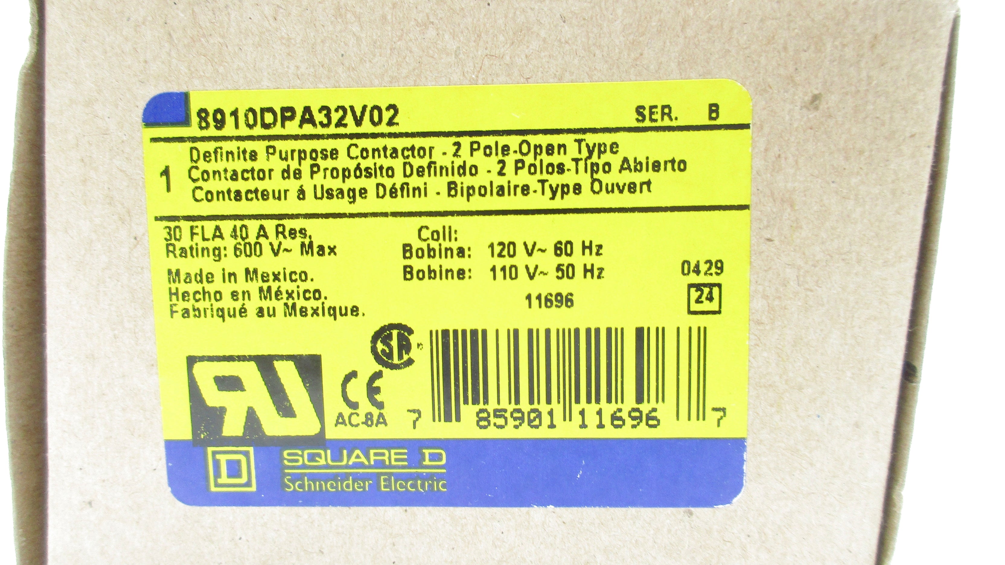 SQUARE D 8910DPA32V02 110/120V NSMP